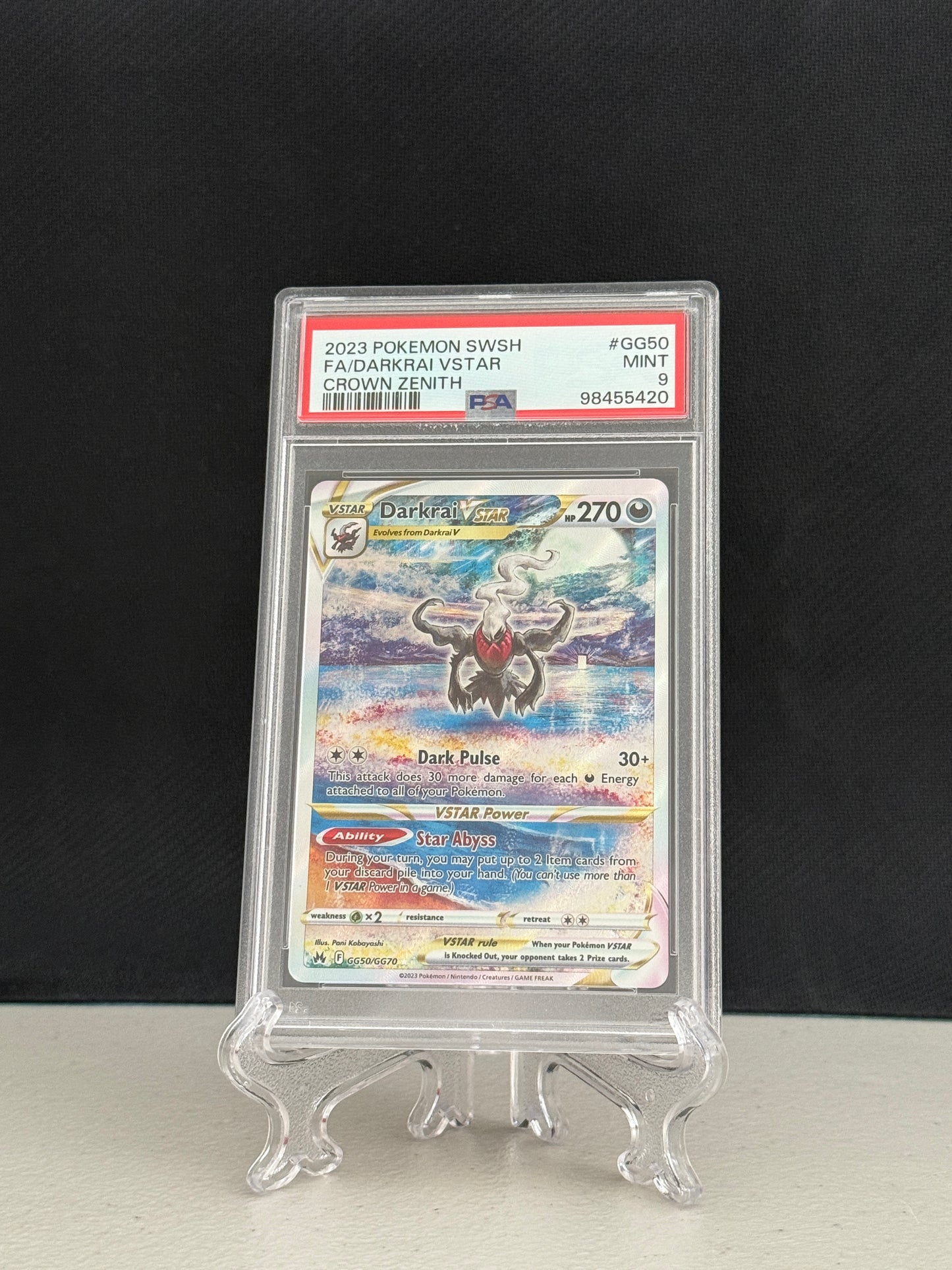 2023 Pokemon Crown Zenith Darkrai VSTAR Full Art #GG50/GG70 PSA 9