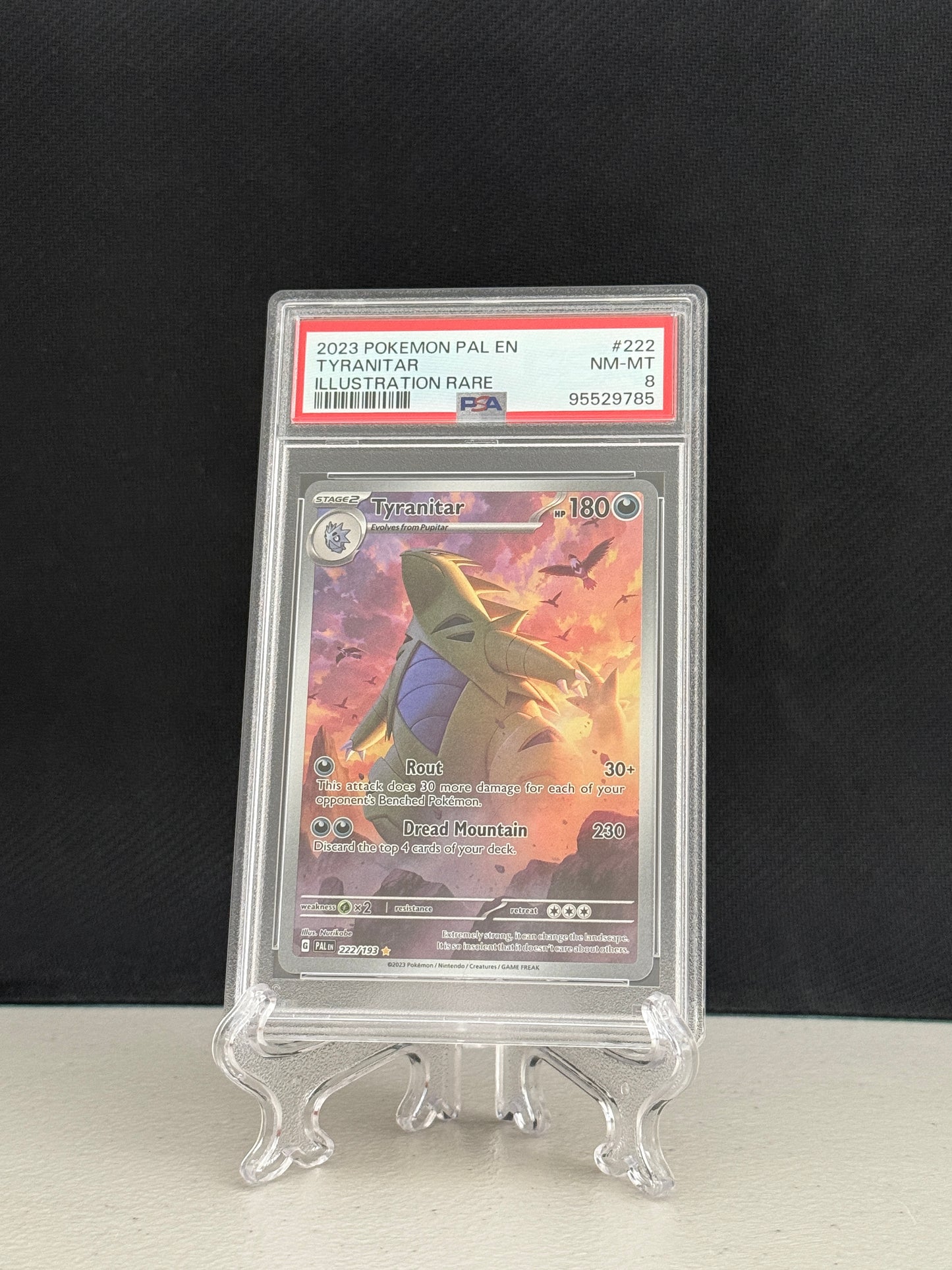 2023 Pokemon Paldea Evolved Tyranitar 222/193 Illustration Rare PSA 8