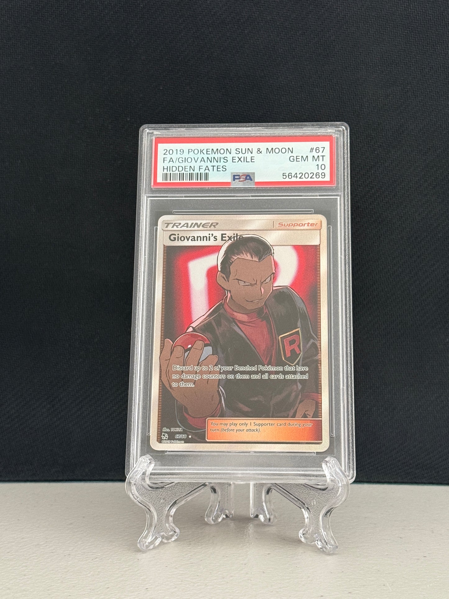 2019 Pokemon Sun & Moon Hidden Fates Giovanni's Exile #67 - PSA 10