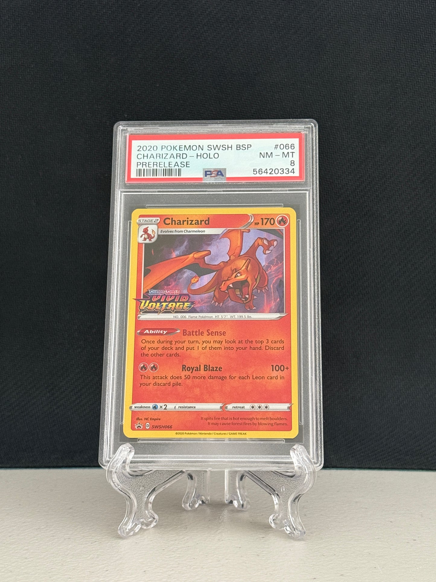 2020 Pokemon Vivid Voltage Pre-release Promo Charizard #066 - PSA 8