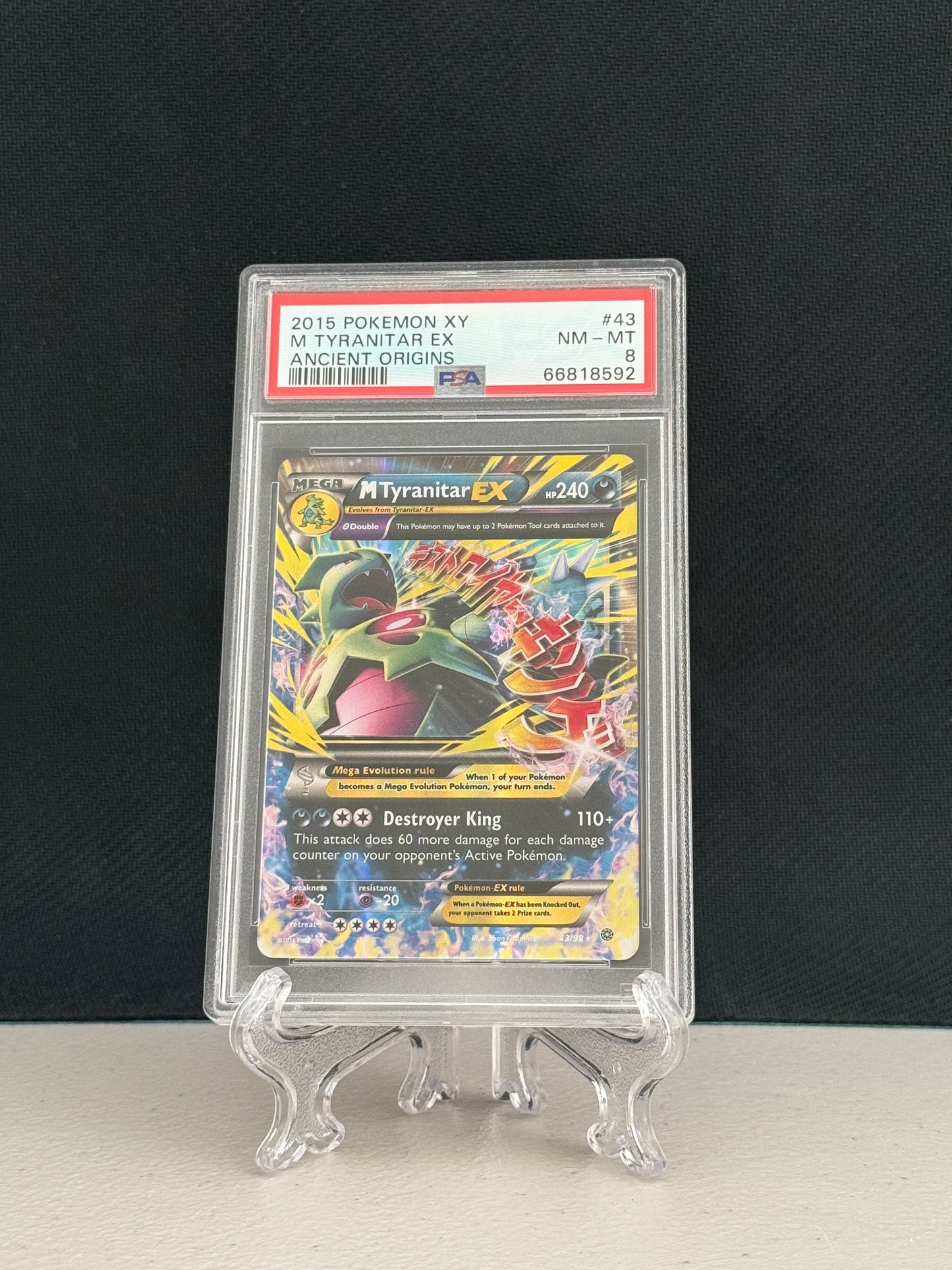 2015 Pokemon Ancient Origins M Tyranitar EX #43 - PSA 8