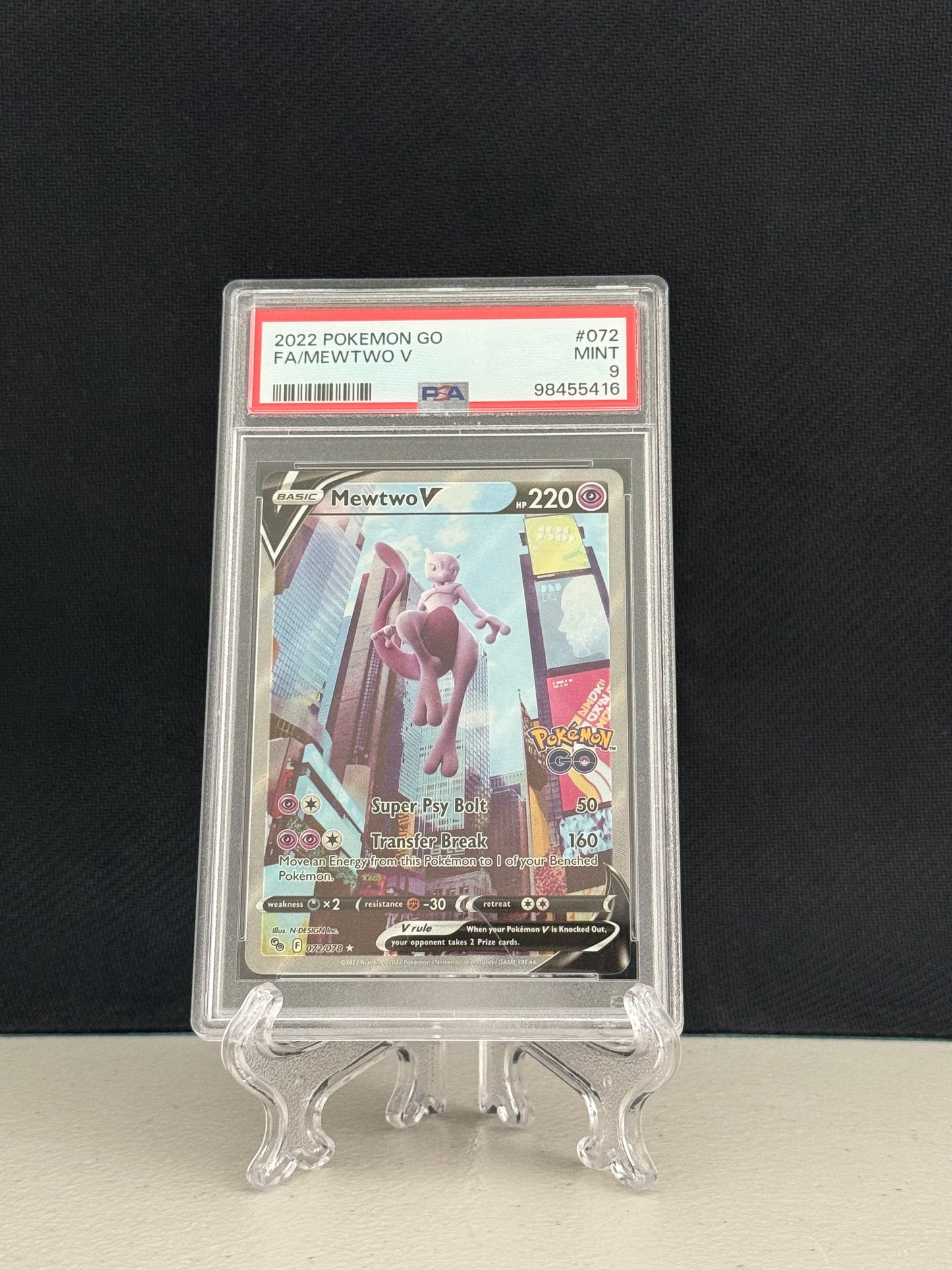 2022 Pokemon Go Mewtwo V #072 - PSA 9