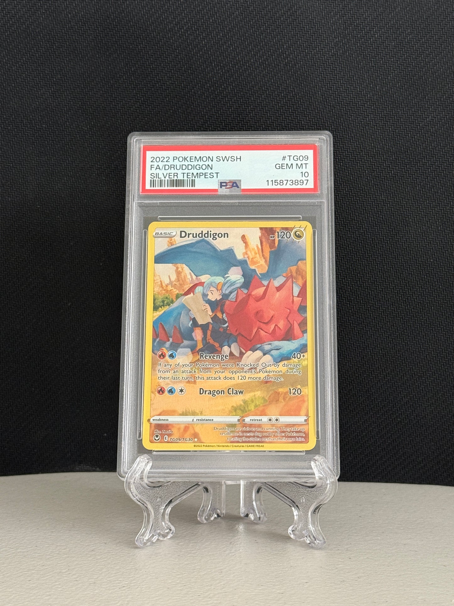 2022 Pokemon Silver Tempest Druddigon #TG09 - PSA 10