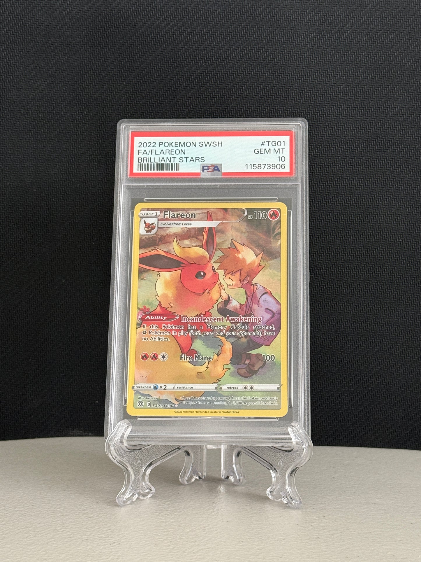 2022 Pokemon Brilliant Stars Flareon #TG01 - PSA 10