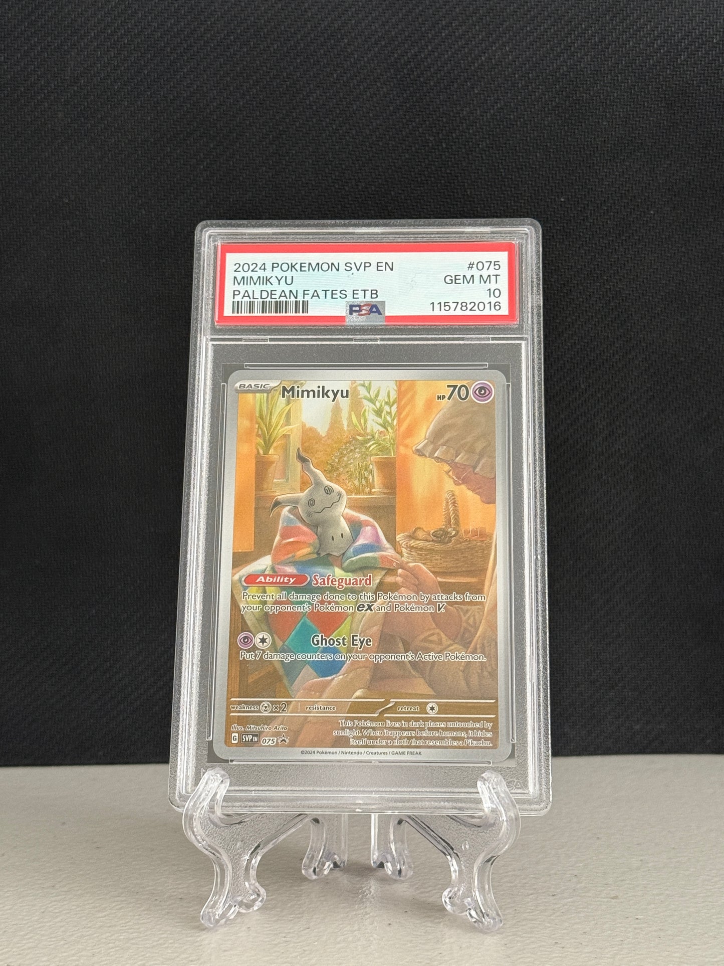 2024 Pokemon Paldean Fates Elite Trainer Box Promo Mimikyu #075 - PSA 10