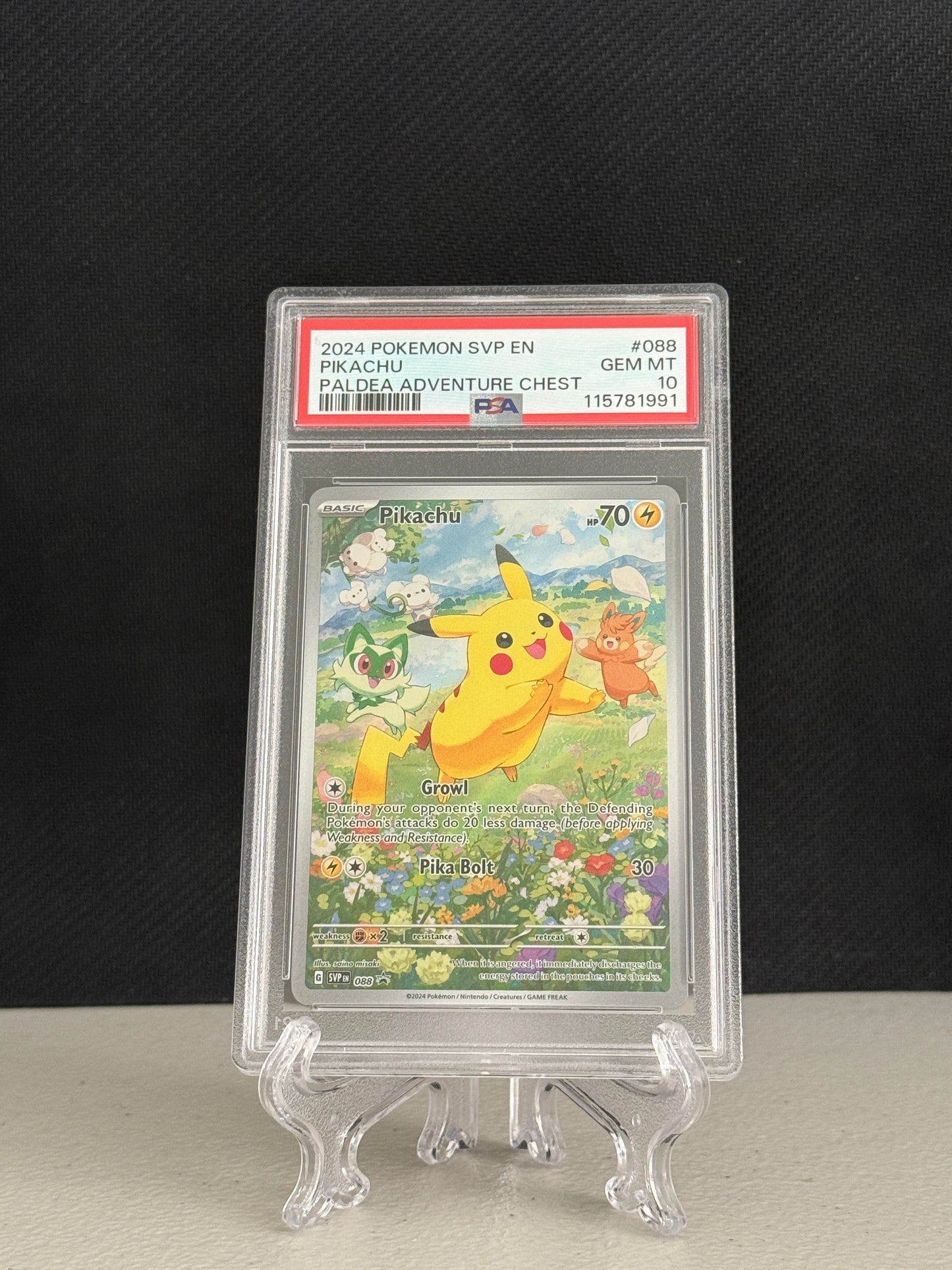 2024 Pokemon Paldea Adventure Chest Pikachu SVP #088 - PSA 10