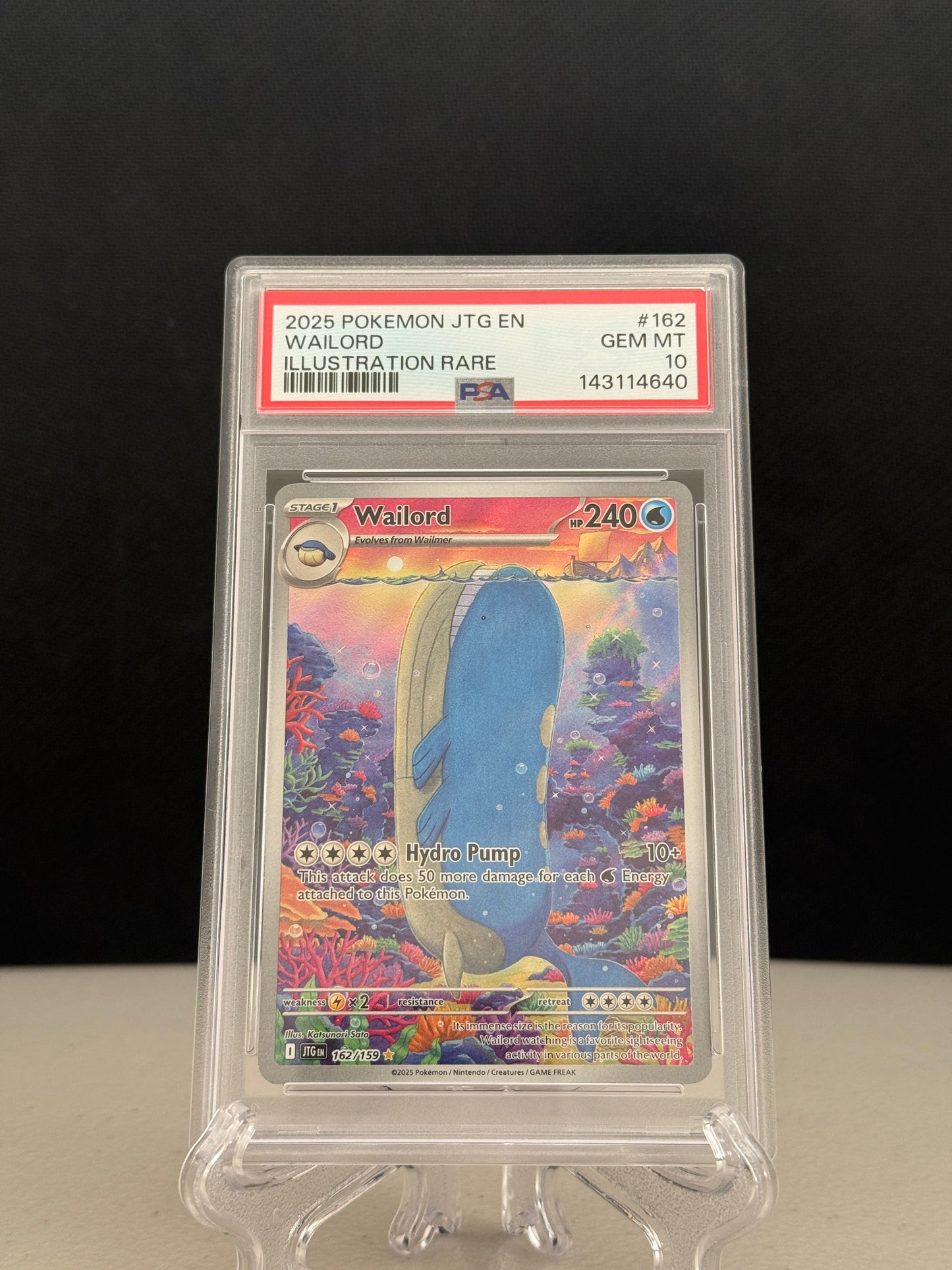 2025 Pokemon Journey Together Illustration Rare Wailord #162 - PSA 10