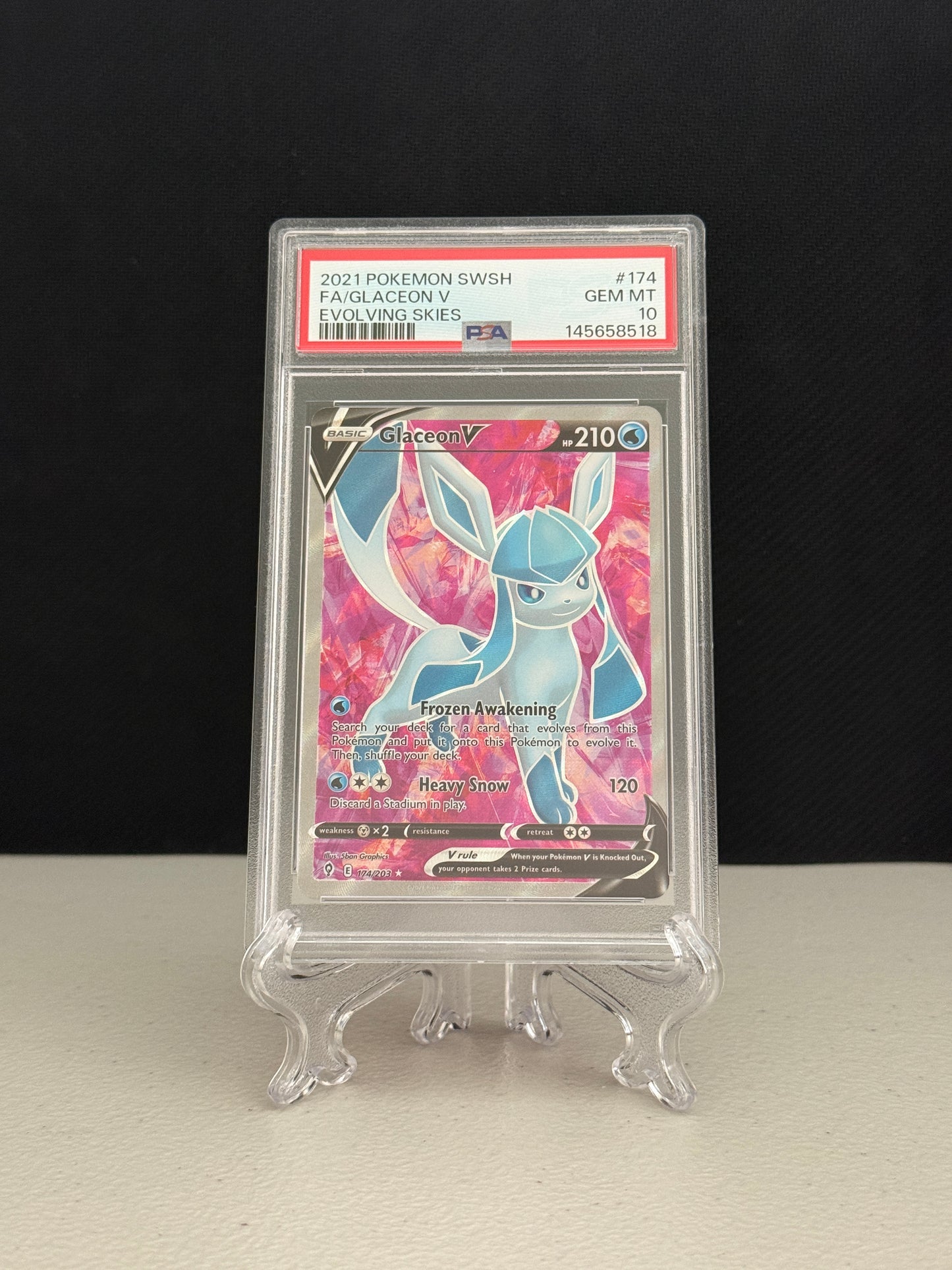 2021 Pokemon Evolving Skies Full Art Glaceon V #174 - PSA 10