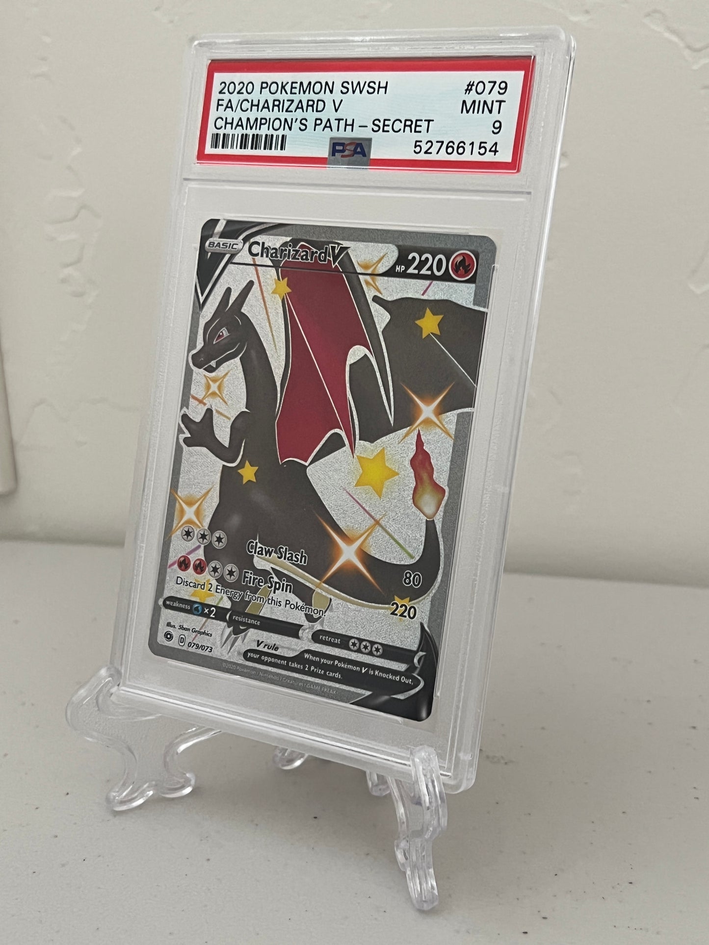 2020 Pokemon Champions Path Secret Rare Shiny Charizard V 079/073 - PSA 9