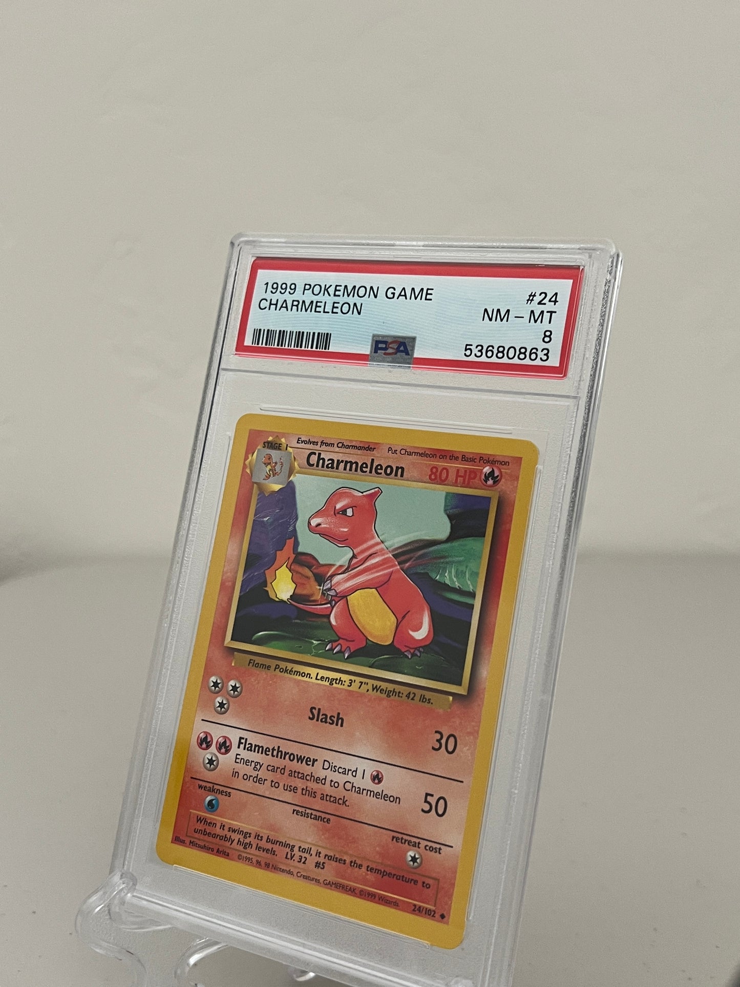 1999 Pokemon Game Base Set Charmeleon 24/102 - PSA 8