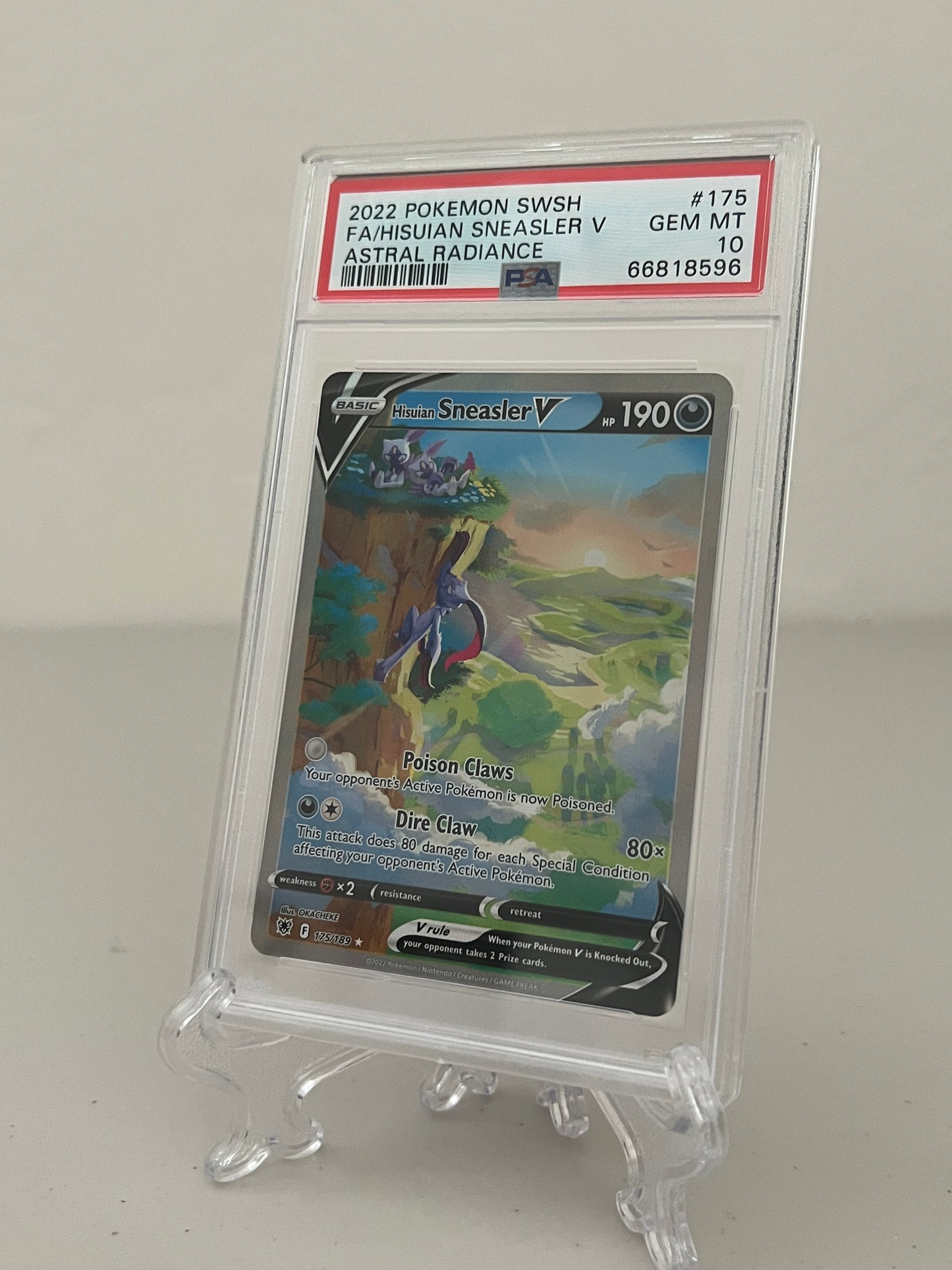 2022 Pokemon Astral Radiance Hisuian Sneasler V Full Alt Art #175 - PSA 10