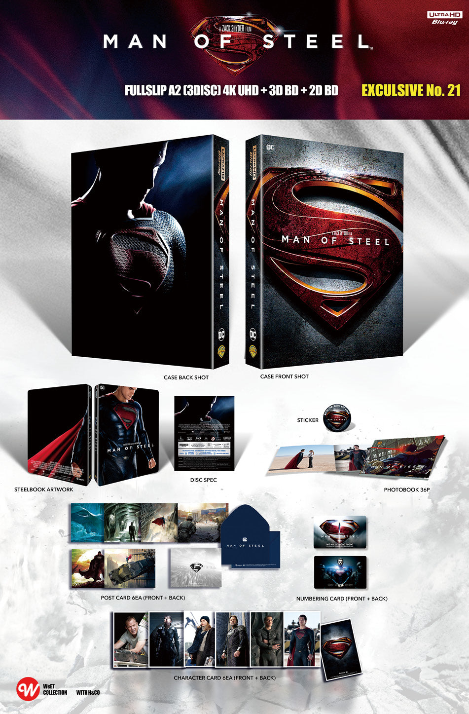 Man of Steel (4K+3D+2D Blu-ray SteelBook) (WeET Collection Exclusive No. 21) Full Slip A2