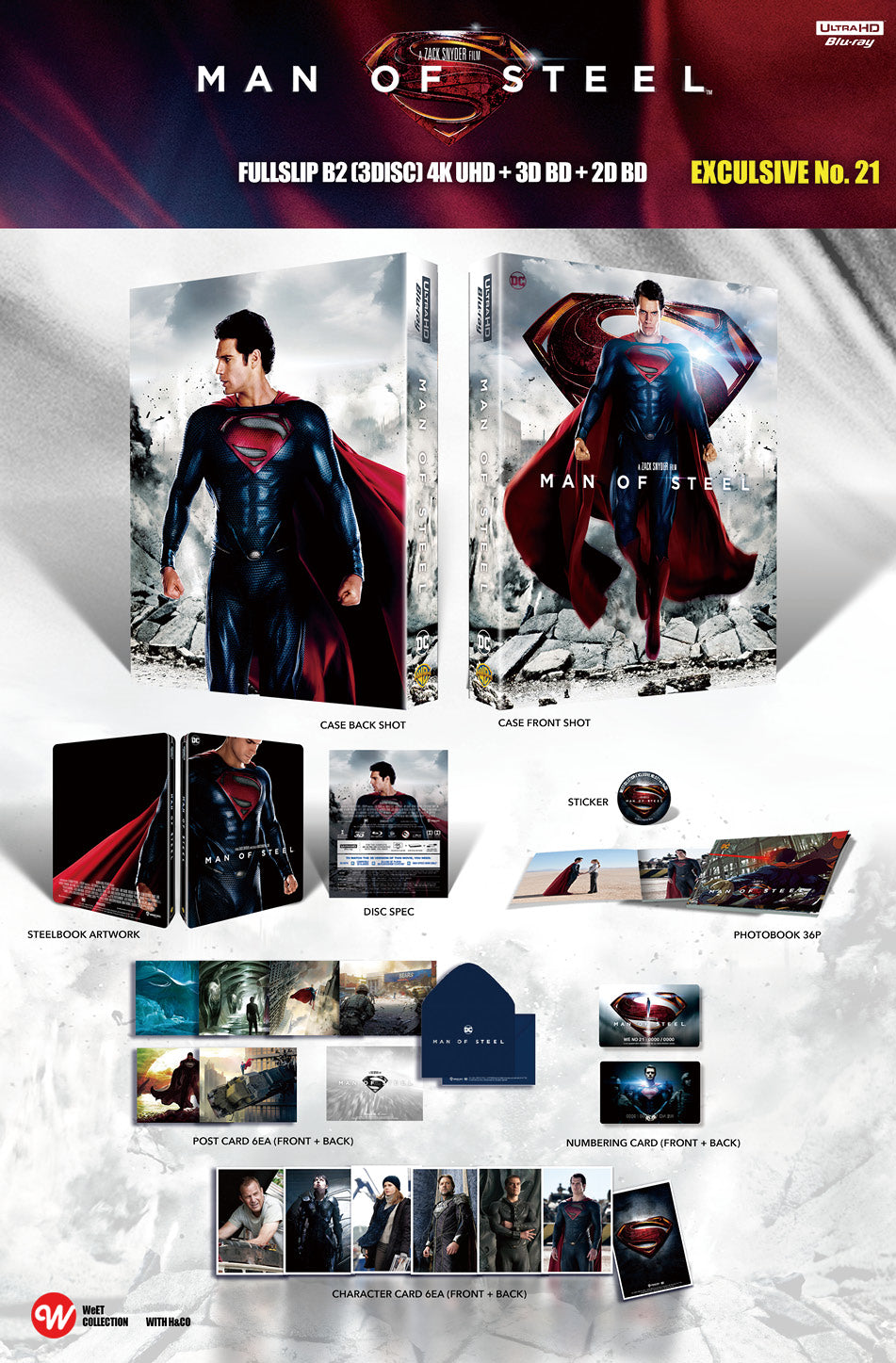 Man of Steel (4K+3D+2D Blu-ray SteelBook) (WeET Collection Exclusive No. 21) Lenticular Full Slip B2