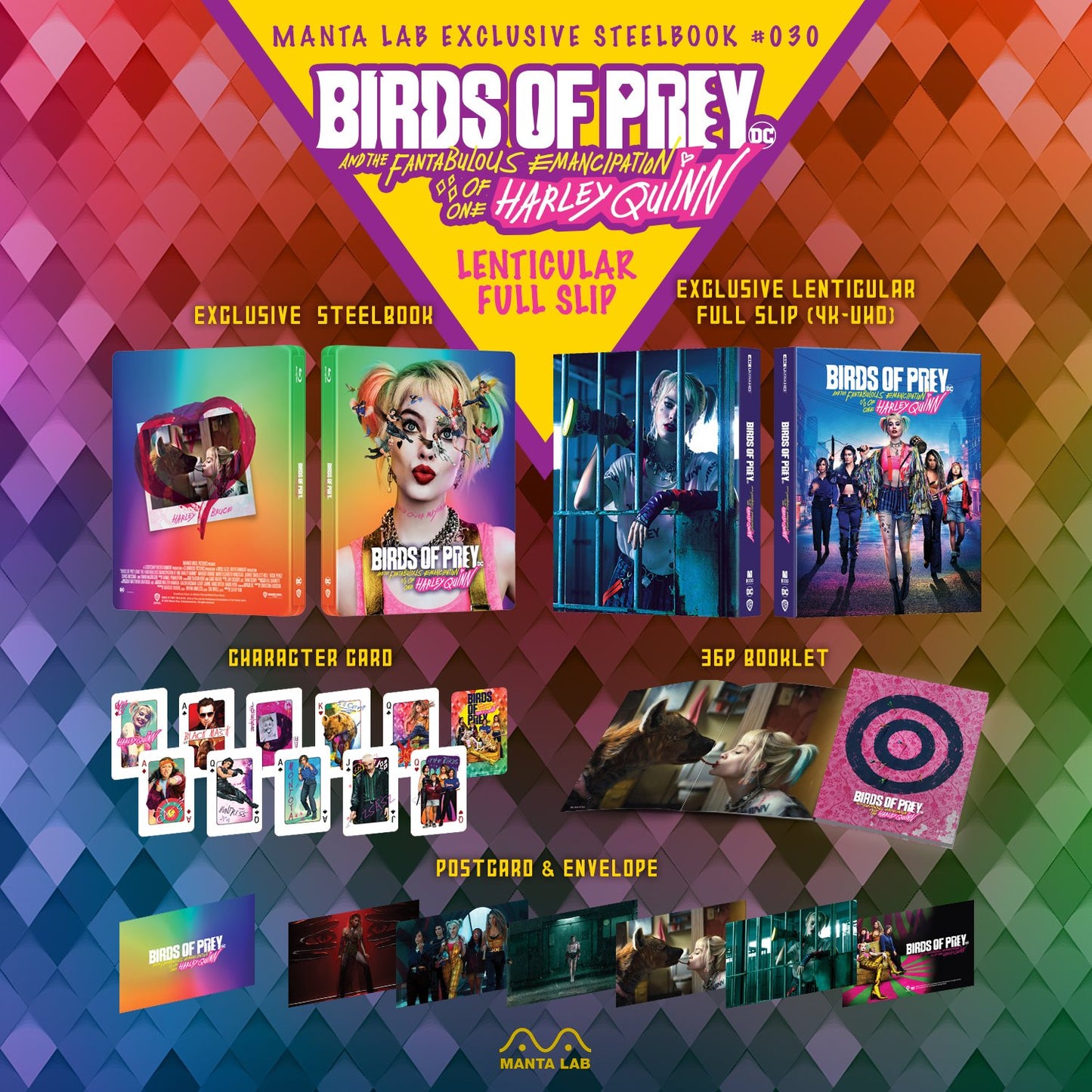 Birds of Prey: And the Fantabulous Emancipation of One Harley Quinn (4K UHD SteelBook) (Manta Lab Exclusive No. 30) Lenticular Full Slip