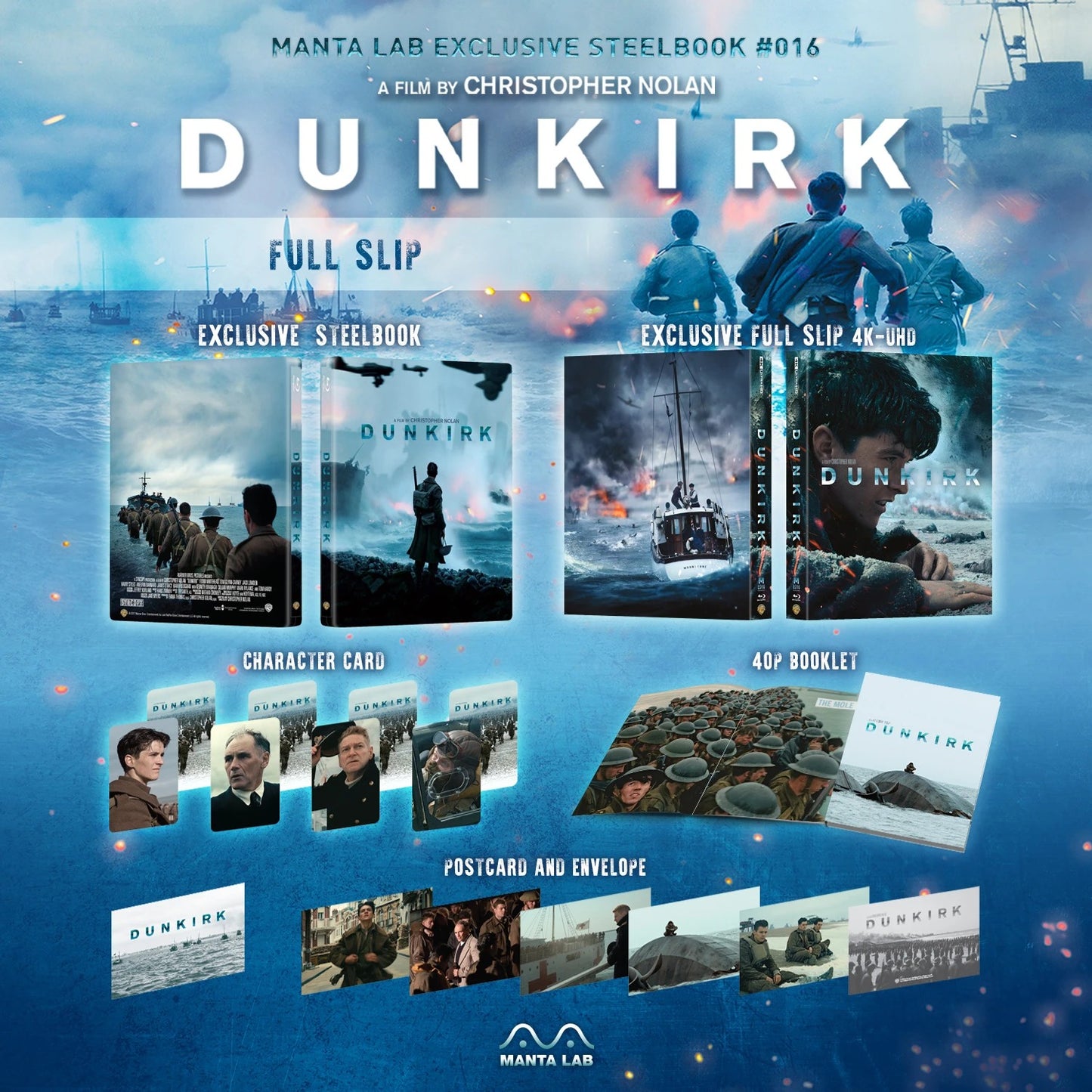 Dunkirk (4K UHD SteelBook) (Manta Lab Exclusive No. 16) Exclusive Full Slip