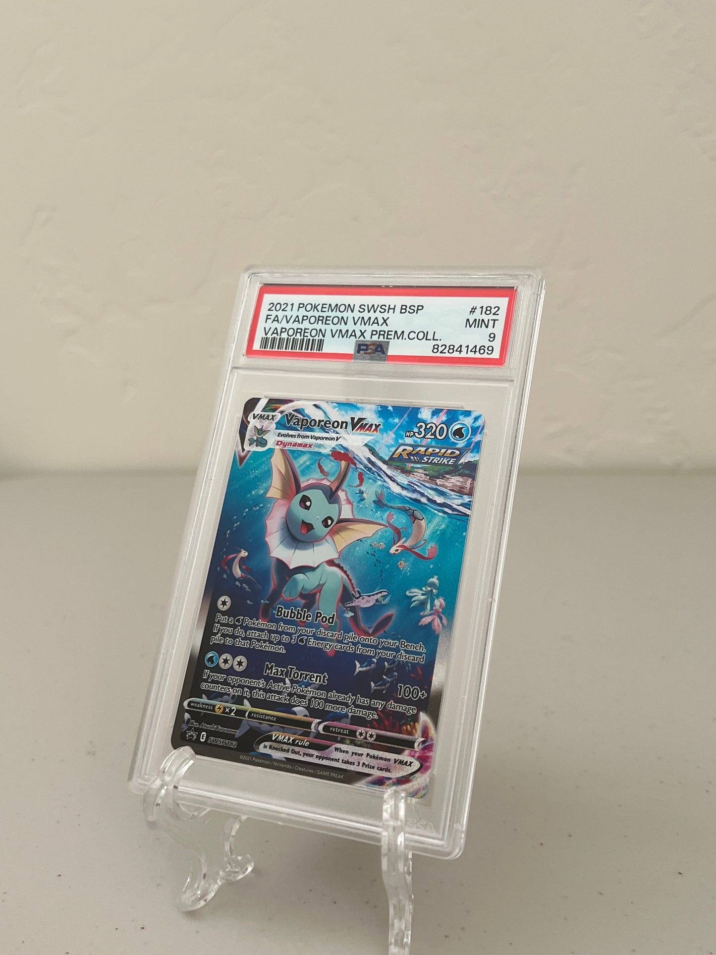 2021 Pokemon Vaporeon VMAX Premium Collection SWSH182 PSA 9