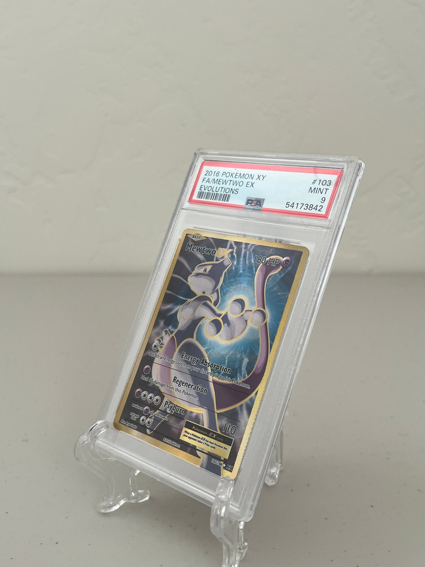 2016 Pokemon XY Evolutions Mewtwo EX Full Art #103 PSA 9