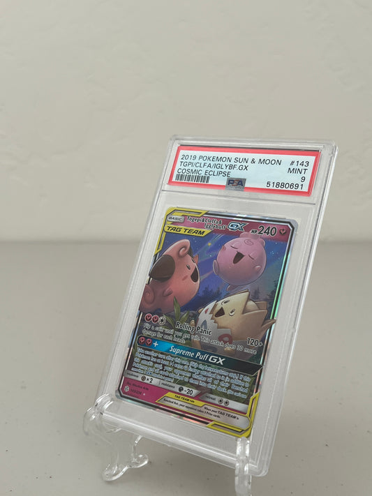 2019 Pokemon Cosmic Eclipse Togepi Cleffa Igglybuff GX #143 PSA 9