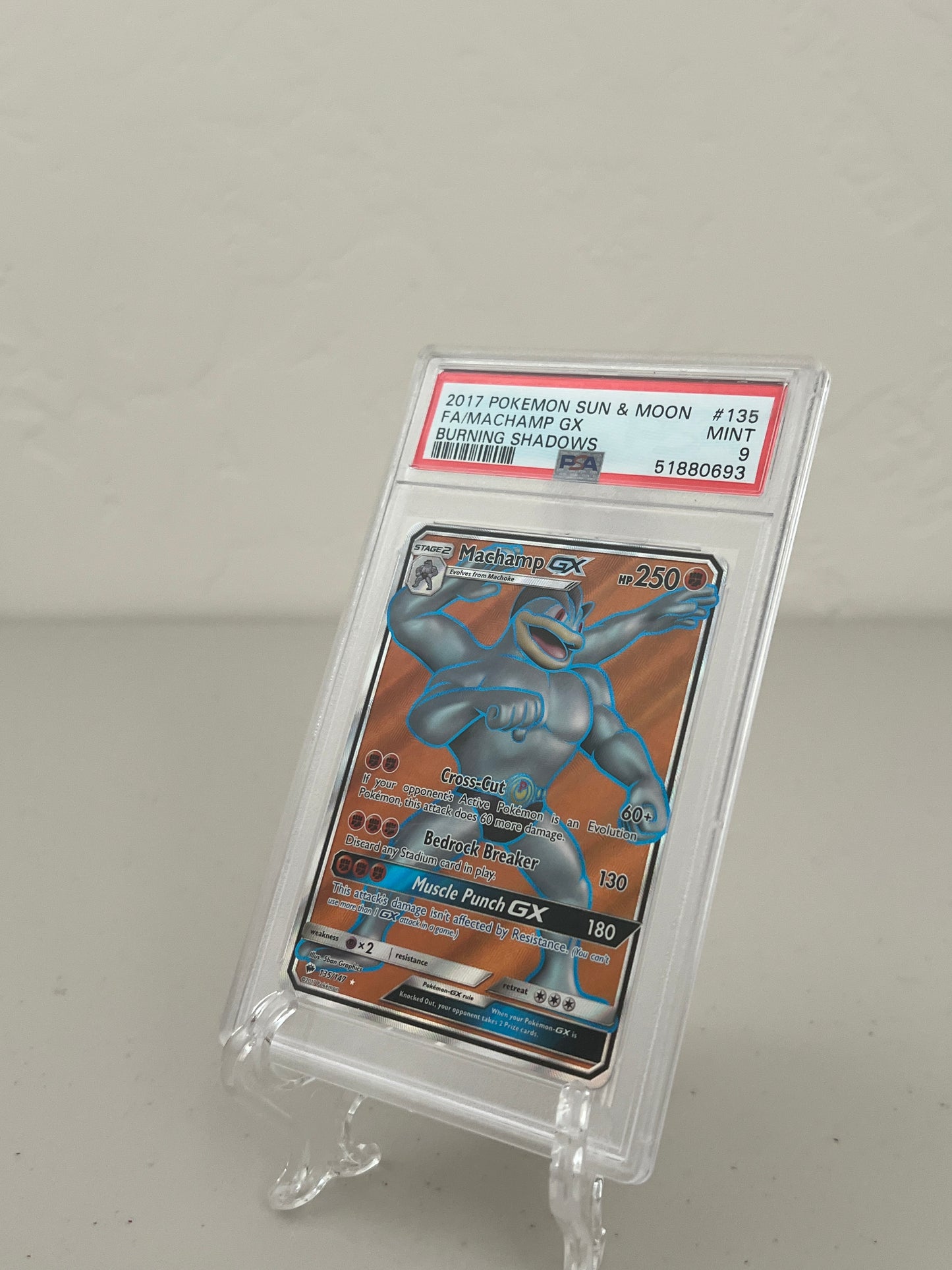 2017 Pokemon Burning Shadows Machamp GX Full Art #135 PSA 9