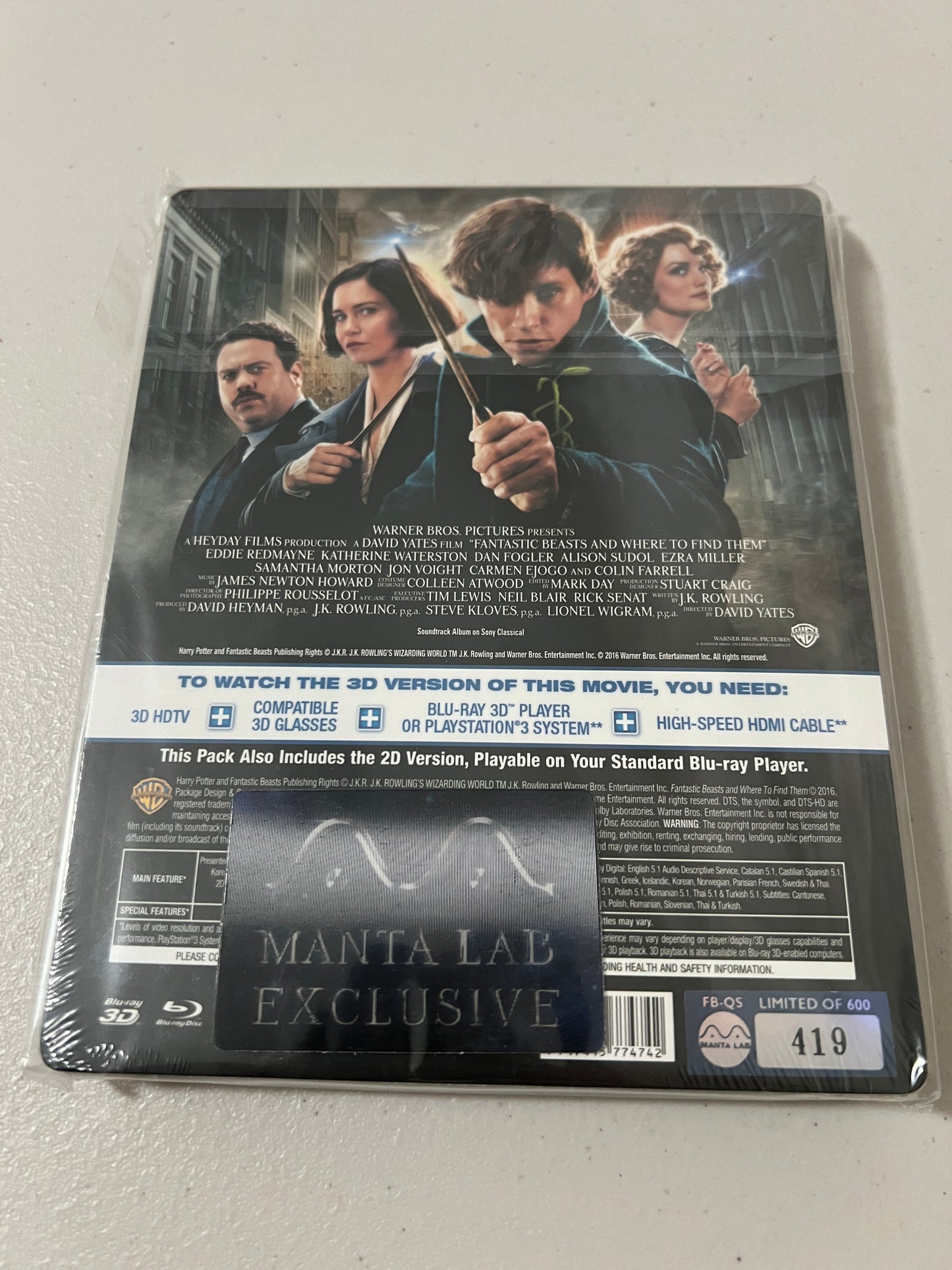 Fantastic Beast And Where to Find Them 3D/2D Blu-Ray Steelbook (Lenticular Quarter Slip) Manta Lab