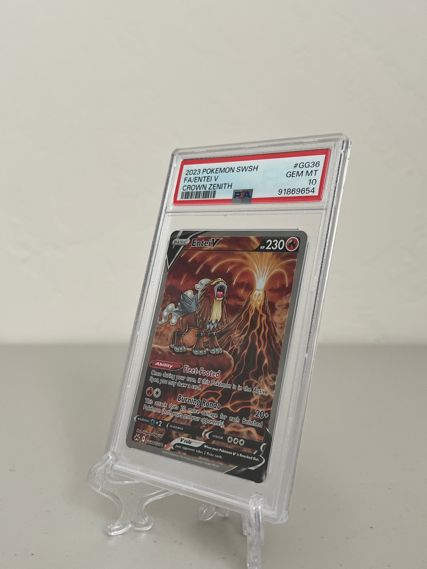 2023 Pokemon Crown Zenith Entei V Full Art #GG36/GG70 PSA 10