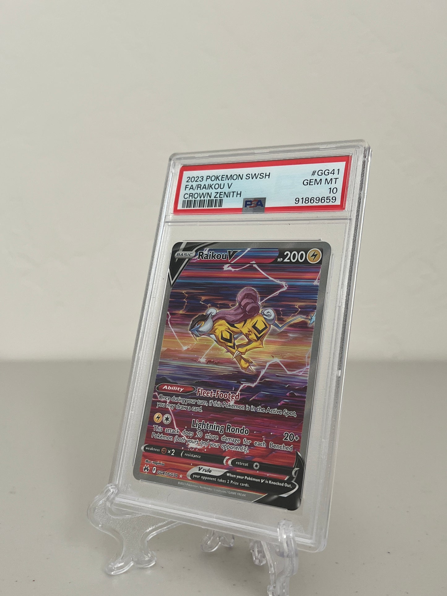 2023 Pokemon Crown Zenith Raikou V GG41 Full Art Alt PSA 10