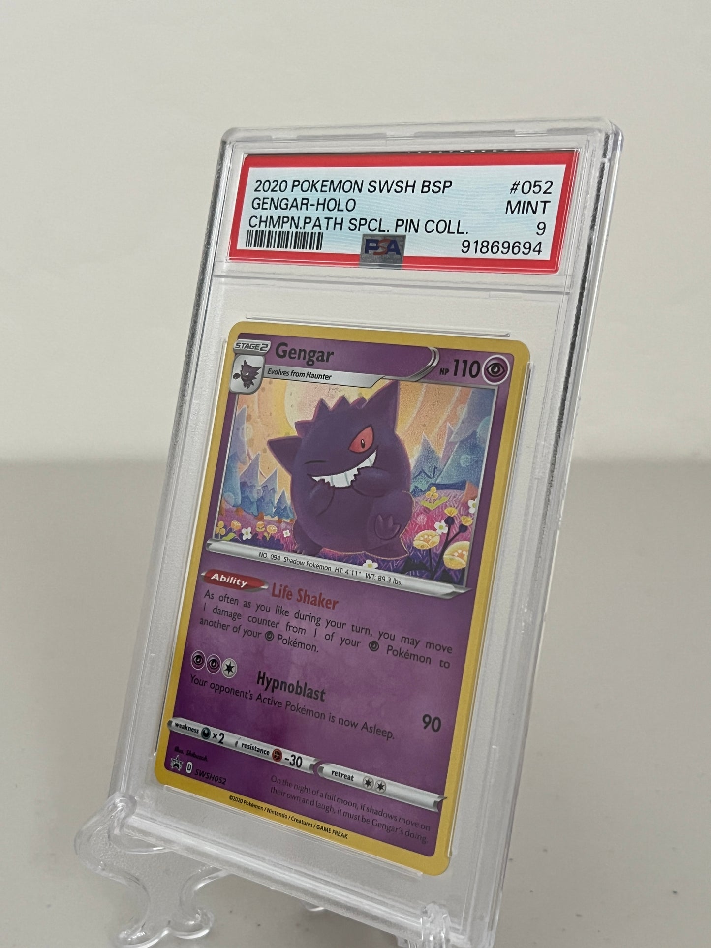 2020 Pokemon Champion's Path Pin Collection Promo Gengar SWSH #052 PSA 9