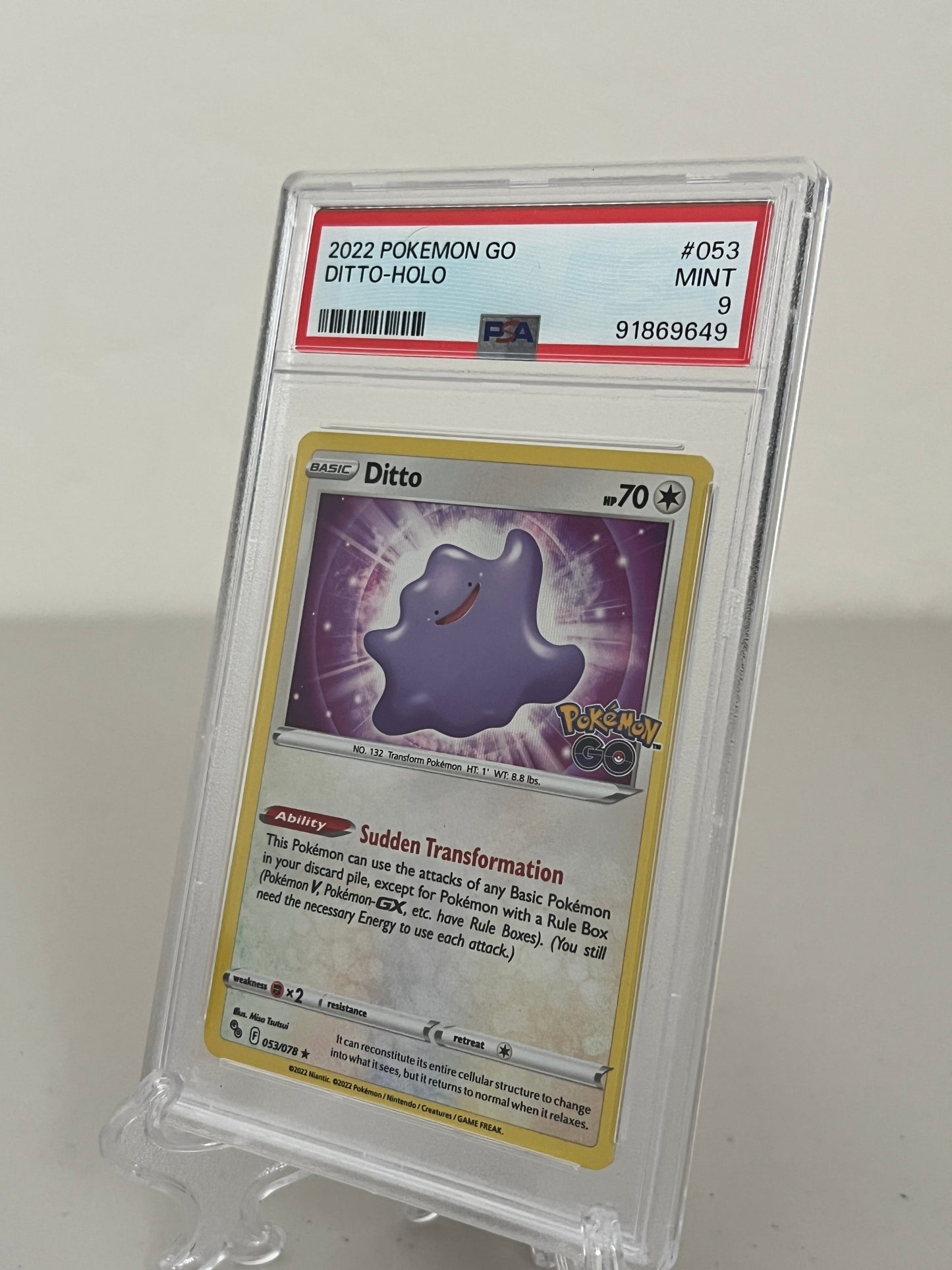 2022 Pokemon Go Ditto #053/078 PSA 9