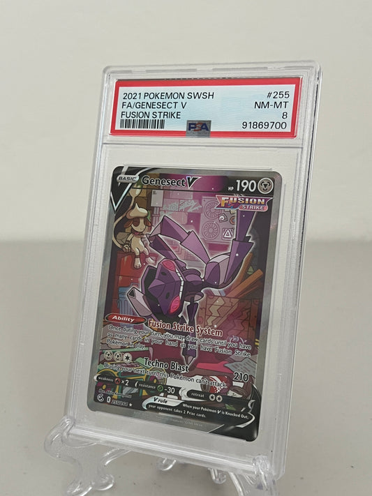 2021 Pokemon Fusion Strike Full Art Genesect V #255/264 PSA 8