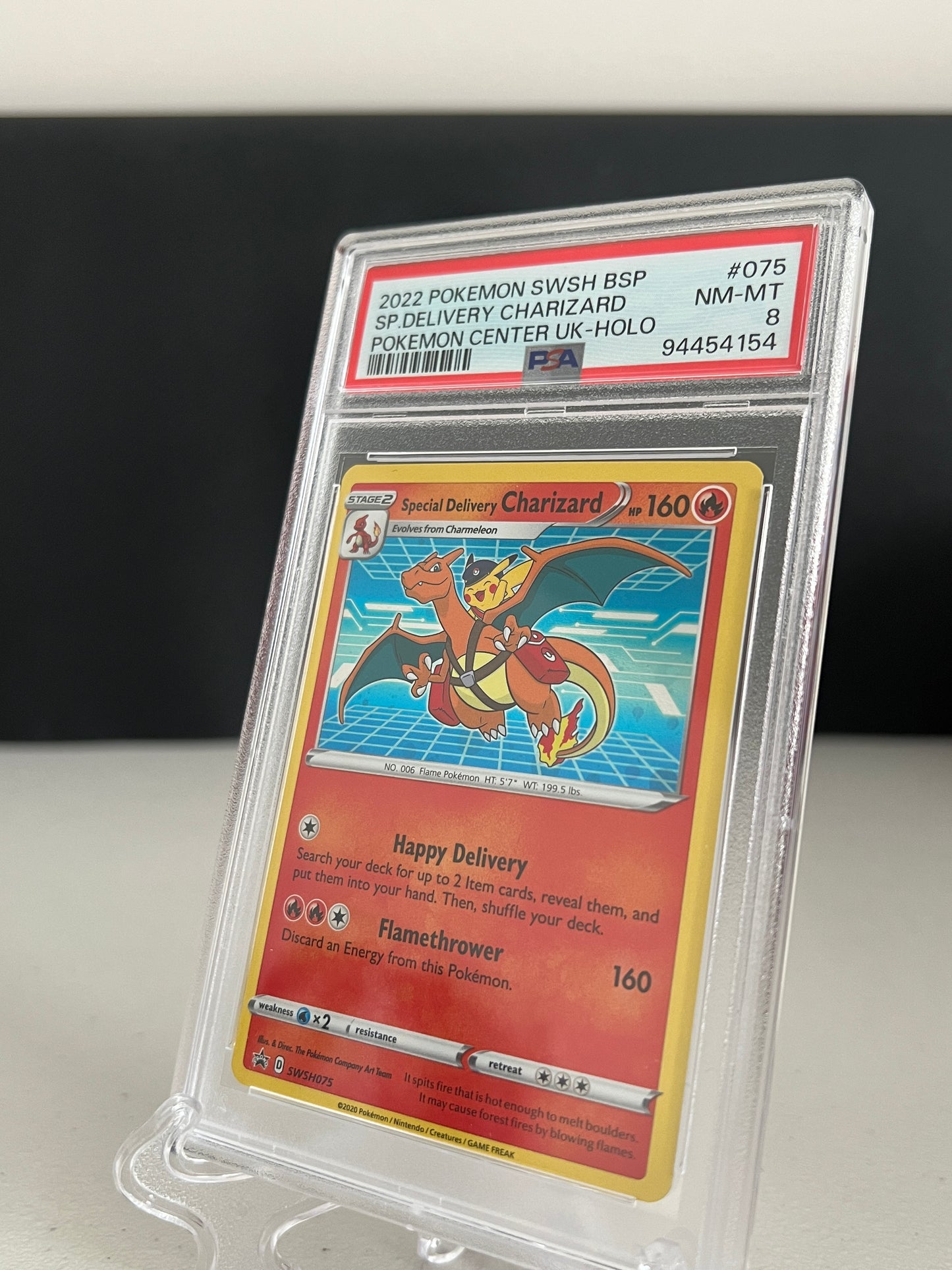 2022 Pokemon Center UK Special Delivery Charizard #SWSH075 PSA 8