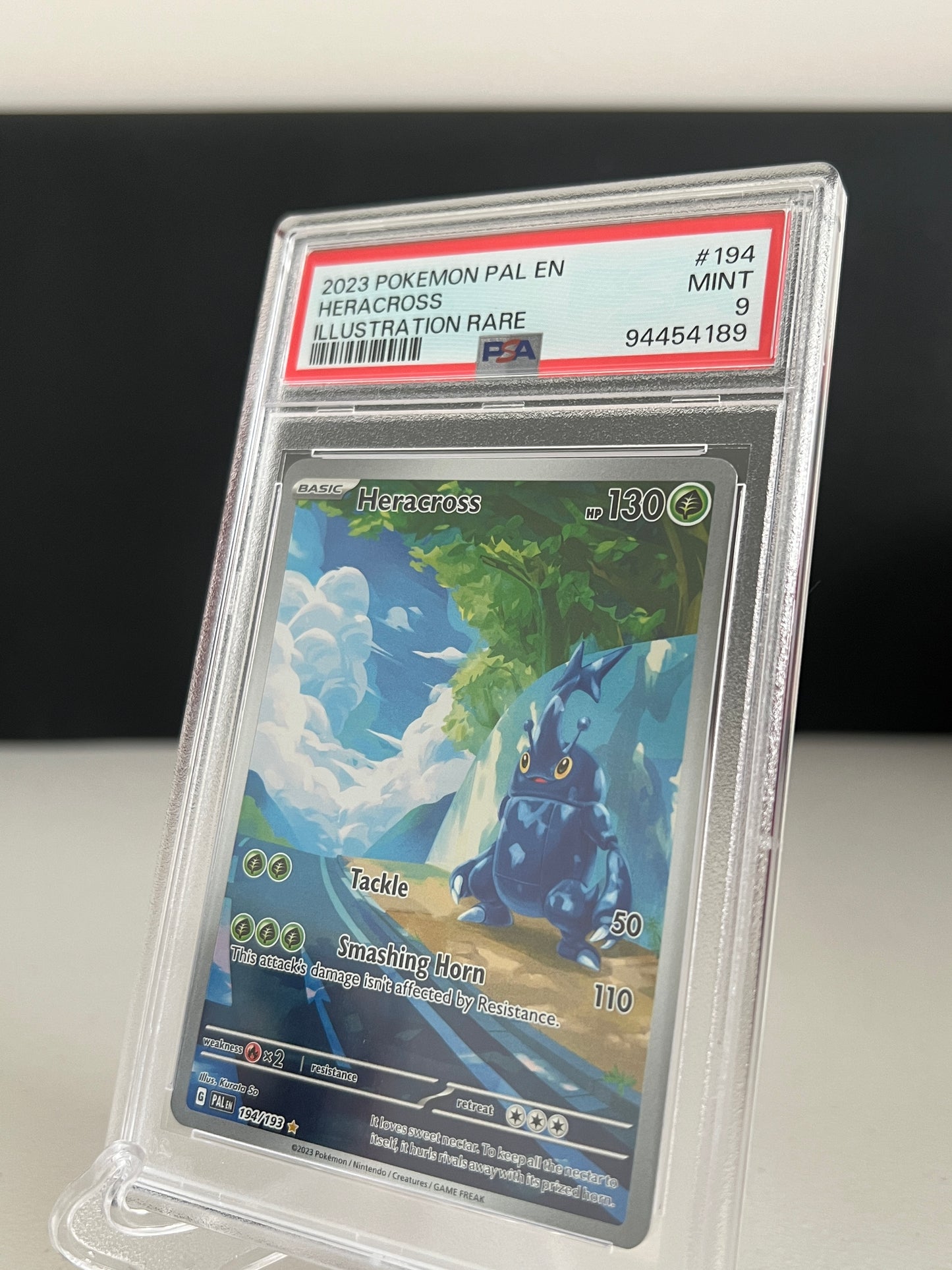 2023 Pokemon Paldea Evolved Illustration Rare Heracross #194 PSA 9