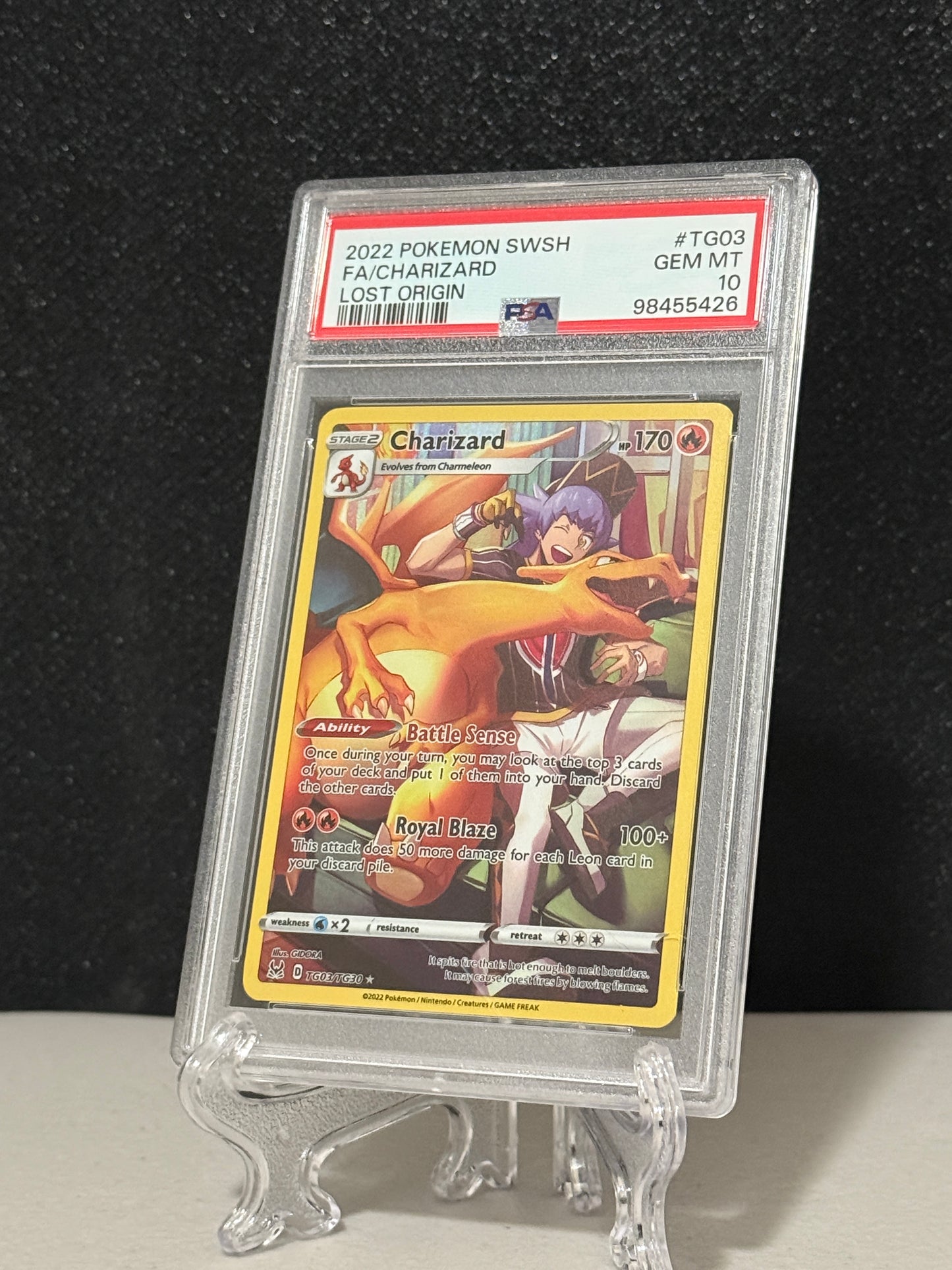 2022 Pokemon Lost Origin Charizard #TG03 Full Art PSA 10