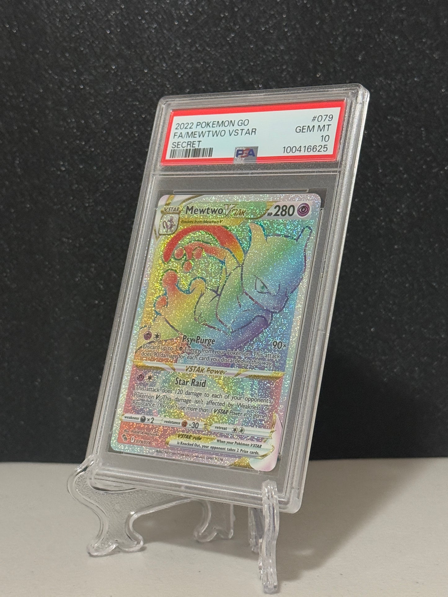 2022 Pokemon GO Full Art Secret Mewtwo VSTAR #079 - PSA 10