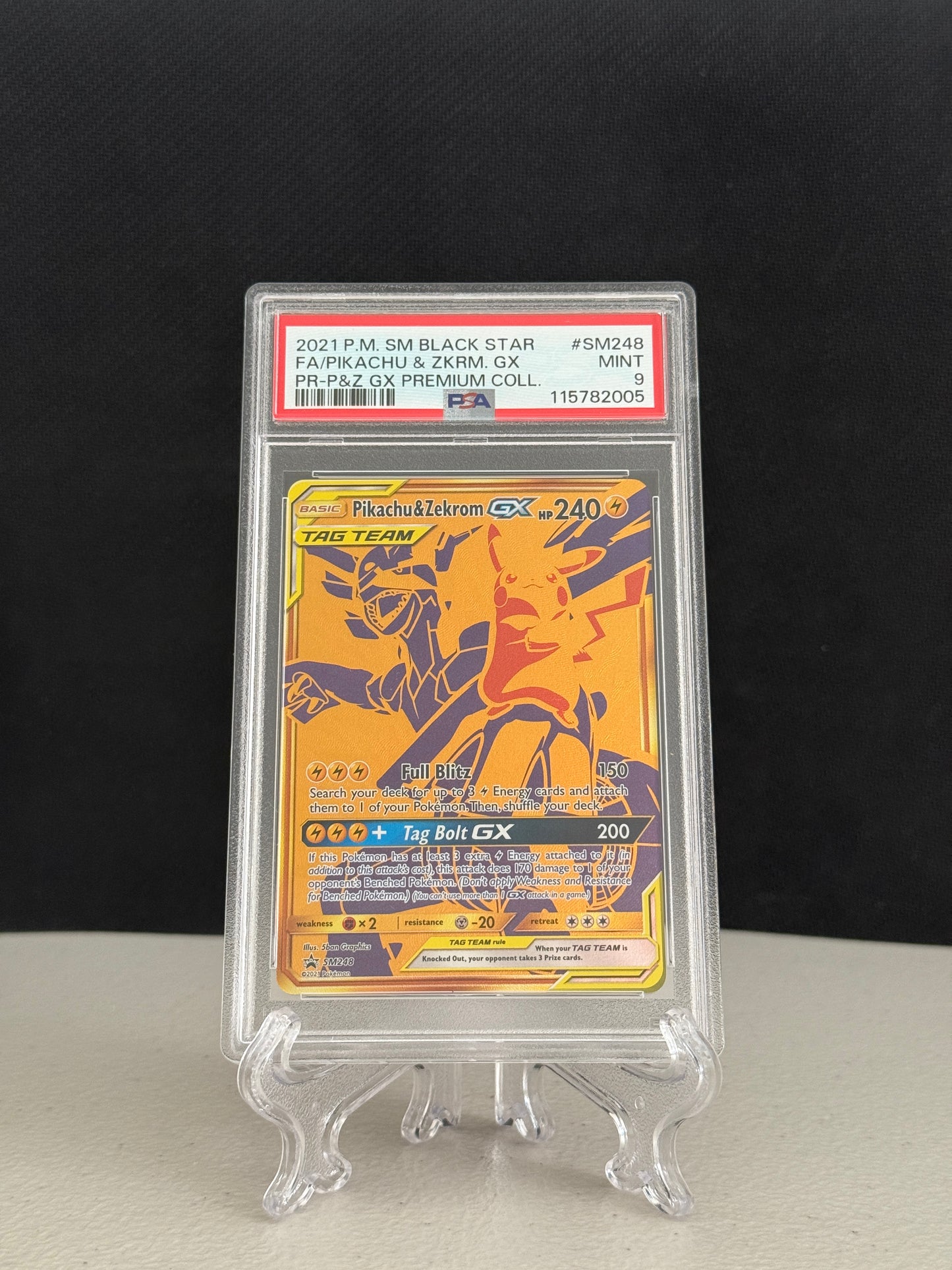 2021 Pokemon Premium Collection Pikachu & Zekrom GX #SM248 - PSA 9