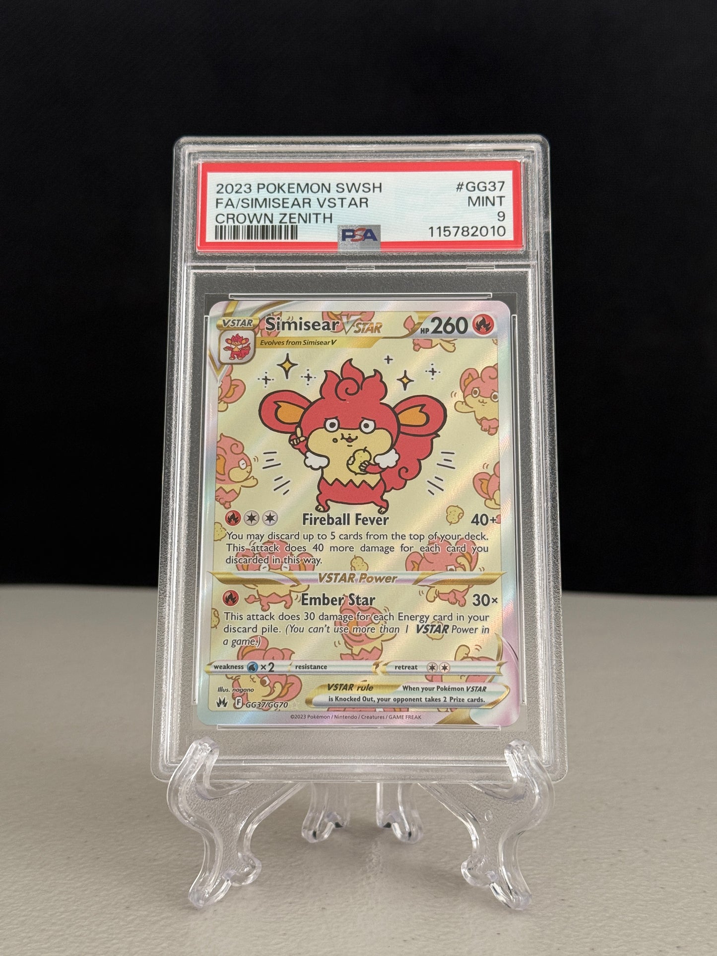 2022 Pokemon Crown Zenith Simisear VSTAR #GG37 - PSA 9