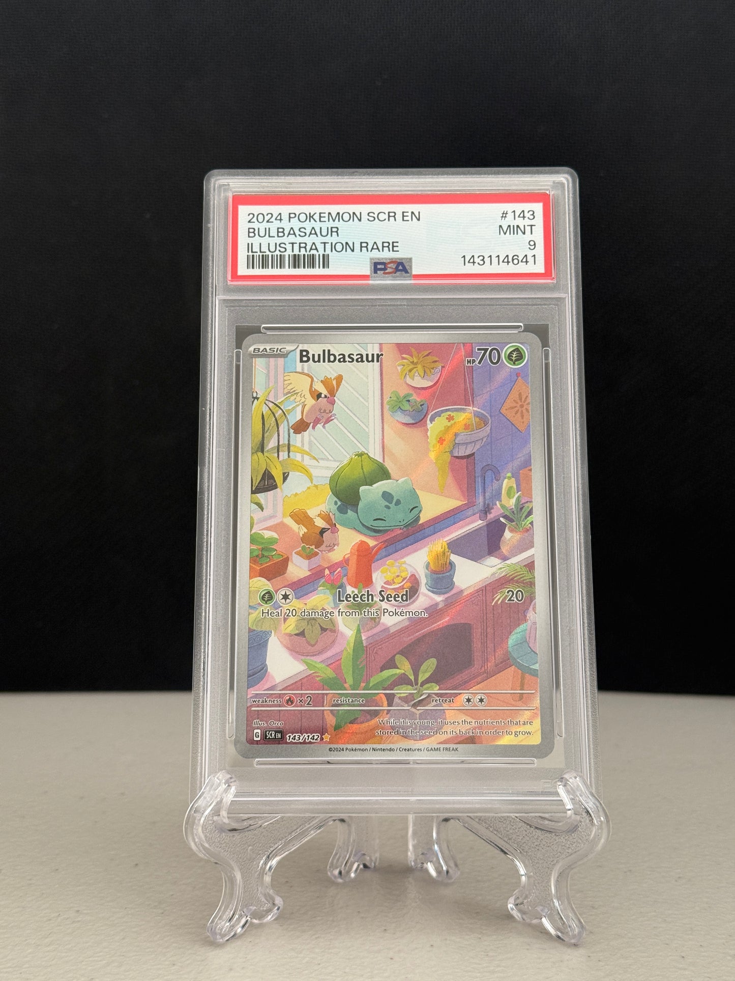 2024 Pokemon Stellar Crown Illustration Rare Bulbasaur #143 - PSA 9
