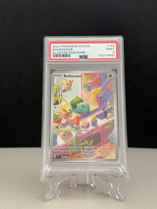 2024 Pokemon Stellar Crown Illustration Rare Bulbasaur #143 - PSA 9
