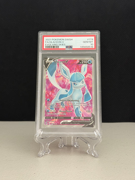 2021 Pokemon Evolving Skies Full Art Glaceon V #174 - PSA 10