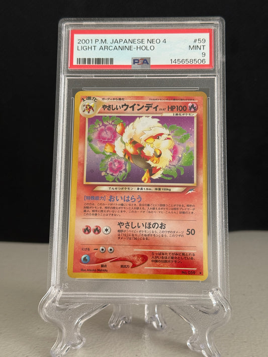 2001 Pokemon Japanese Neo 4 Light Arcanine #59 - PSA 9
