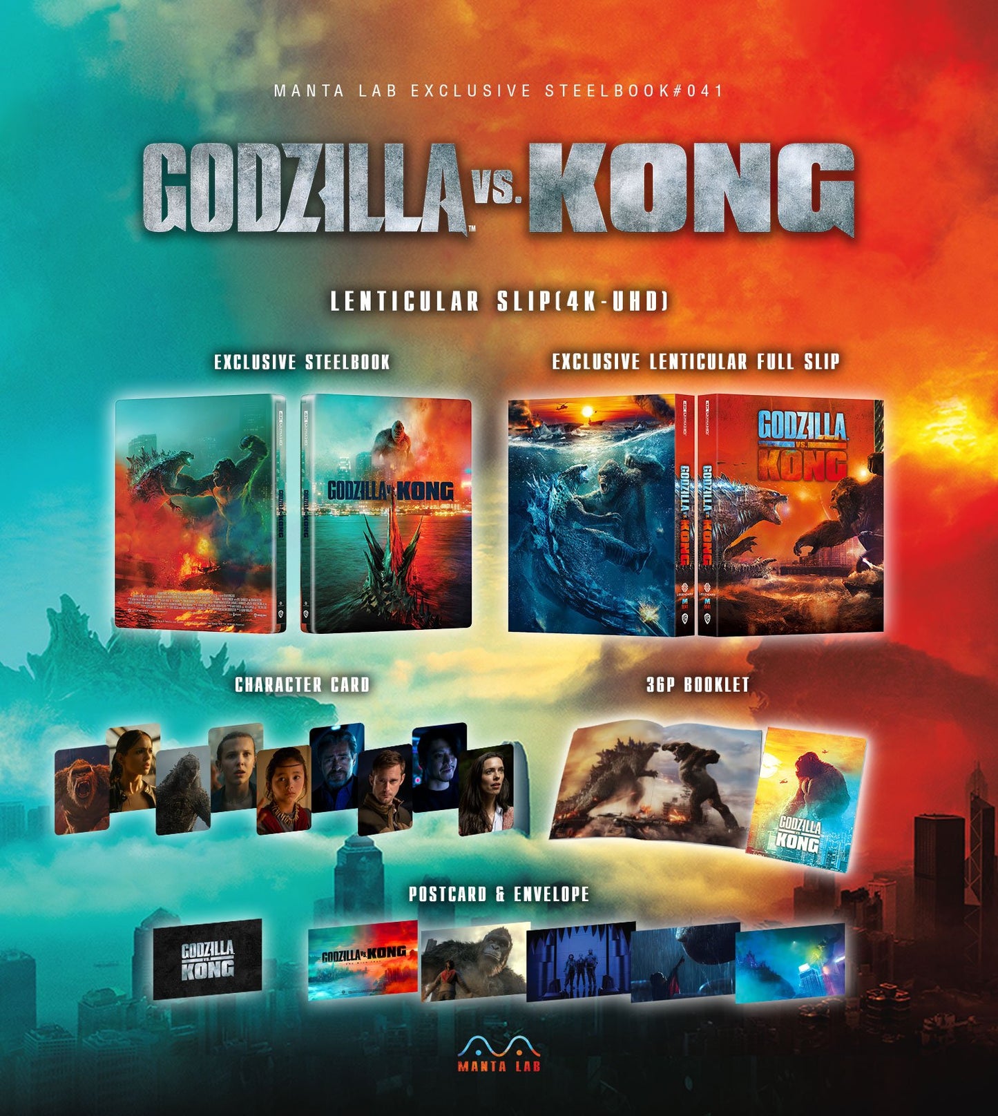 Godzilla vs. Kong (4K+2D Blu-ray SteelBook) (Manta Lab Exclusive No. 41) One Click Box Set