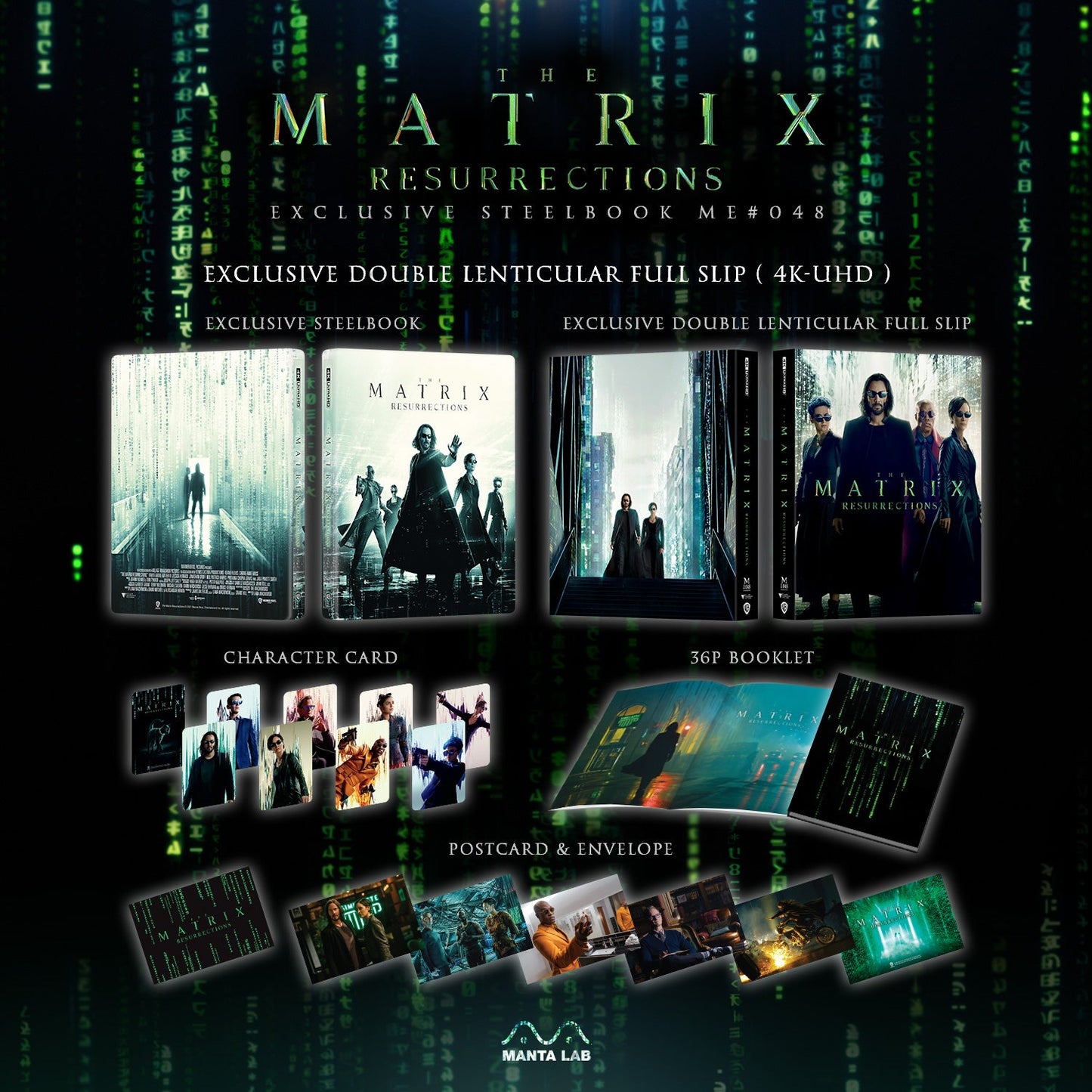 The Matrix Resurrections (4K+2D Blu-ray SteelBook) (Manta Lab Exclusive No. 48) One Click Box Set + Glow in the Dark Cat Figure