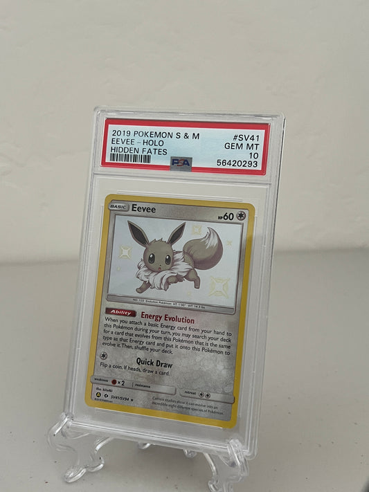 2019 Pokemon Sun & Moon Hidden Fates SV41 Eevee Shiny Holo - PSA 10