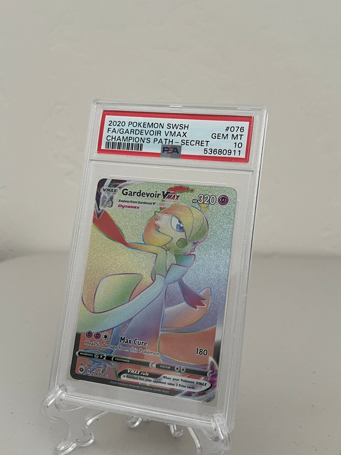 2020 Pokemon Champion's Path Gardevoir Vmax Rainbow Secret Rare #076 - PSA 10