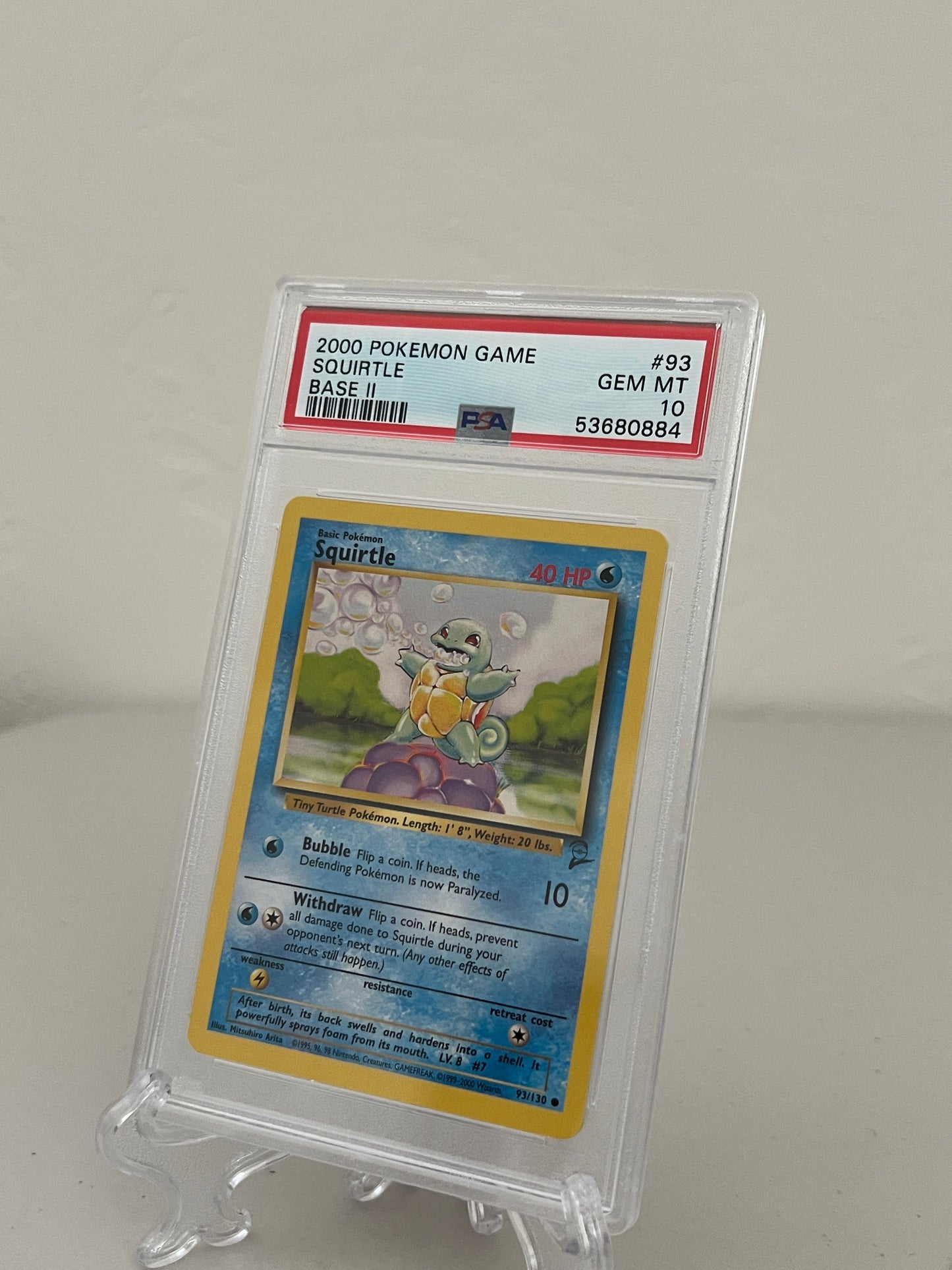 2000 Pokemon Game Base Set II 2 Squirtle 93/130 - PSA 10