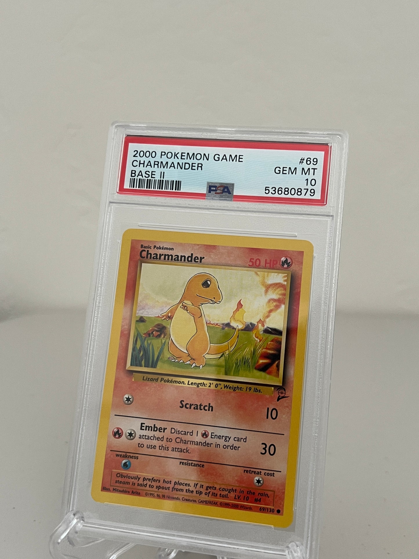 2000 Pokemon Game Base Set 2 Charmander 69/130 - PSA 10