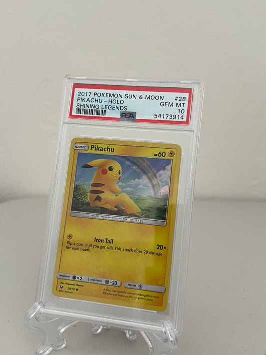 2017 Pokemon Sun & Moon Shining Legends Pikachu 28/73 Holo - PSA 10