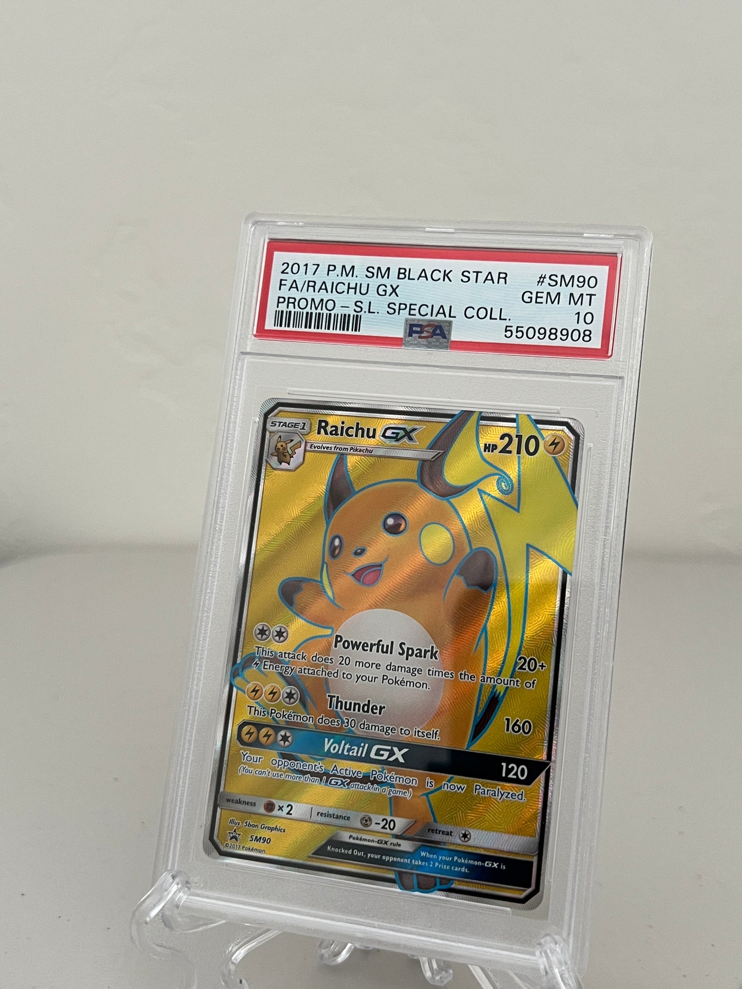 2017 Pokemon Shining Legends Promo Raichu GX Full Art #SM90 - PSA 10