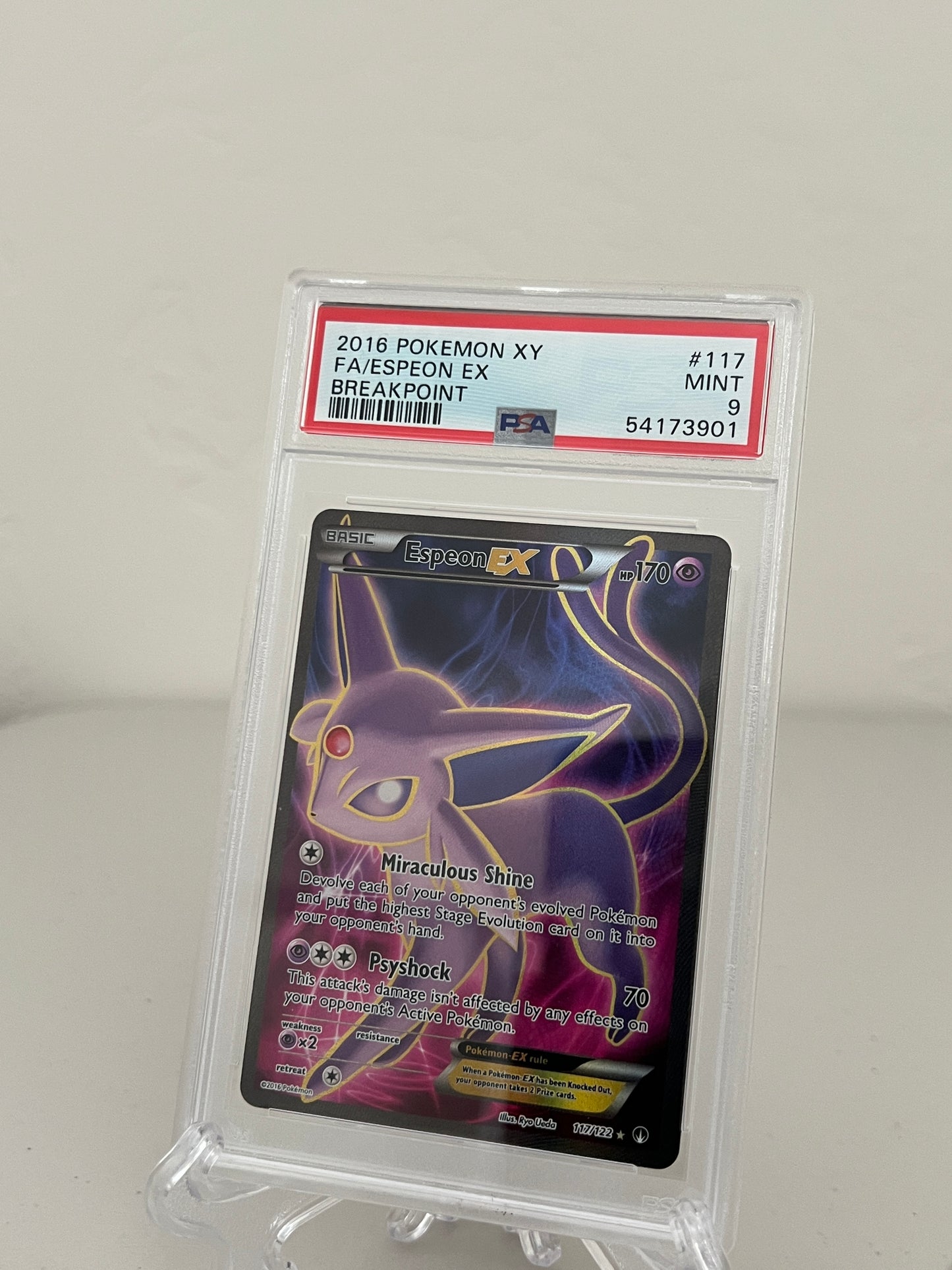 2016 Pokemon XY Breakpoint Espeon EX Full Art 117/122 - PSA 9