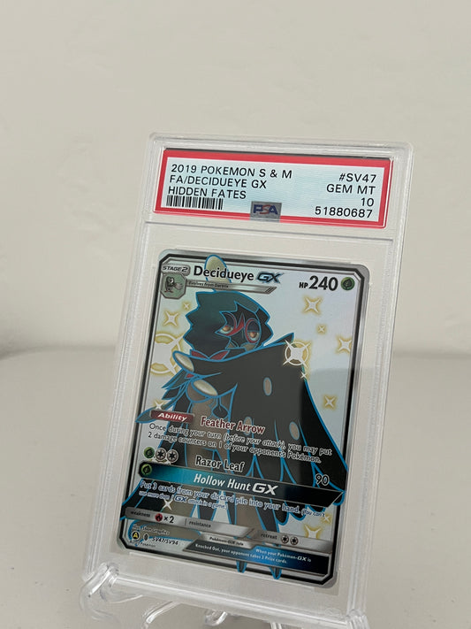 2019 Pokemon Hidden Fates Decidueye GX Shiny Ultra Rare Full Art SV47 - PSA 10