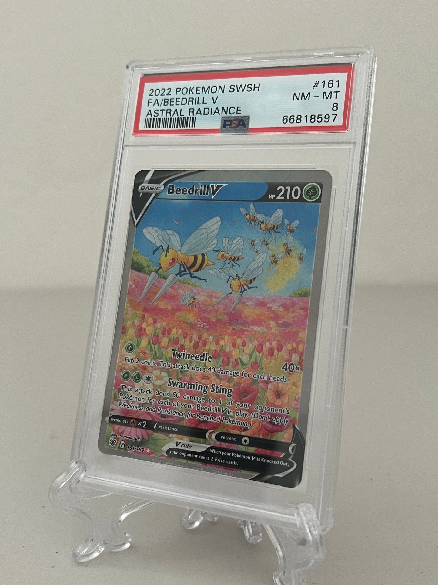 2022 Pokemon Astral Radiance Full Art Beedrill V #161 - PSA 8